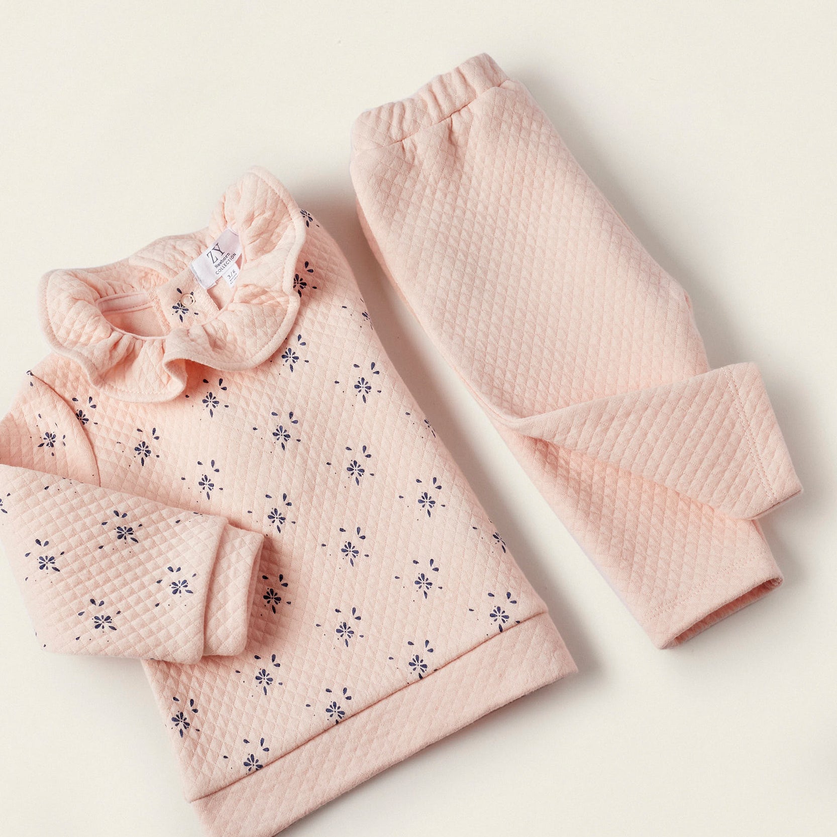 Padded Set Sweater + Trousers for Newborn Girls, Pink
