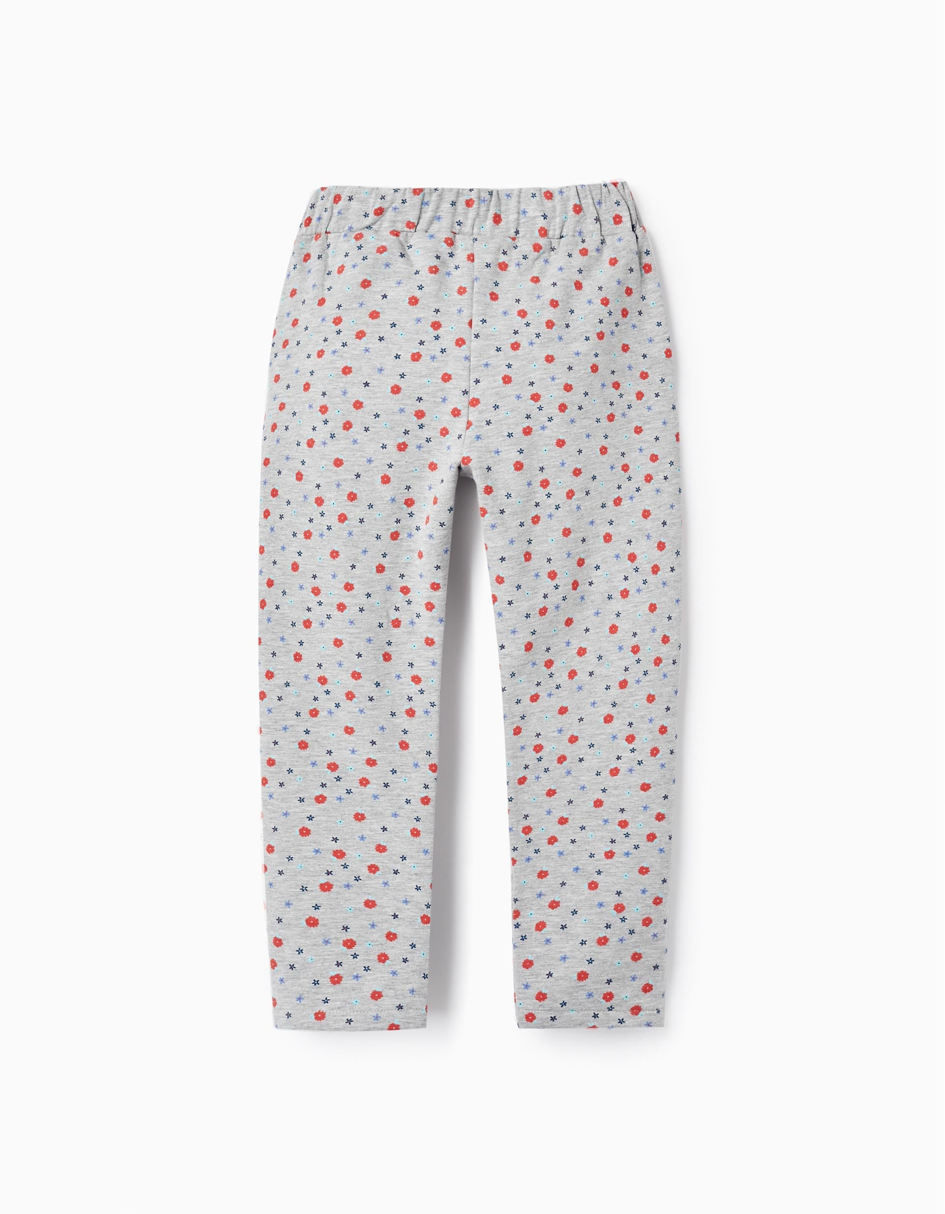 Cotton Trousers with Floral Pattern for Girls, Grey