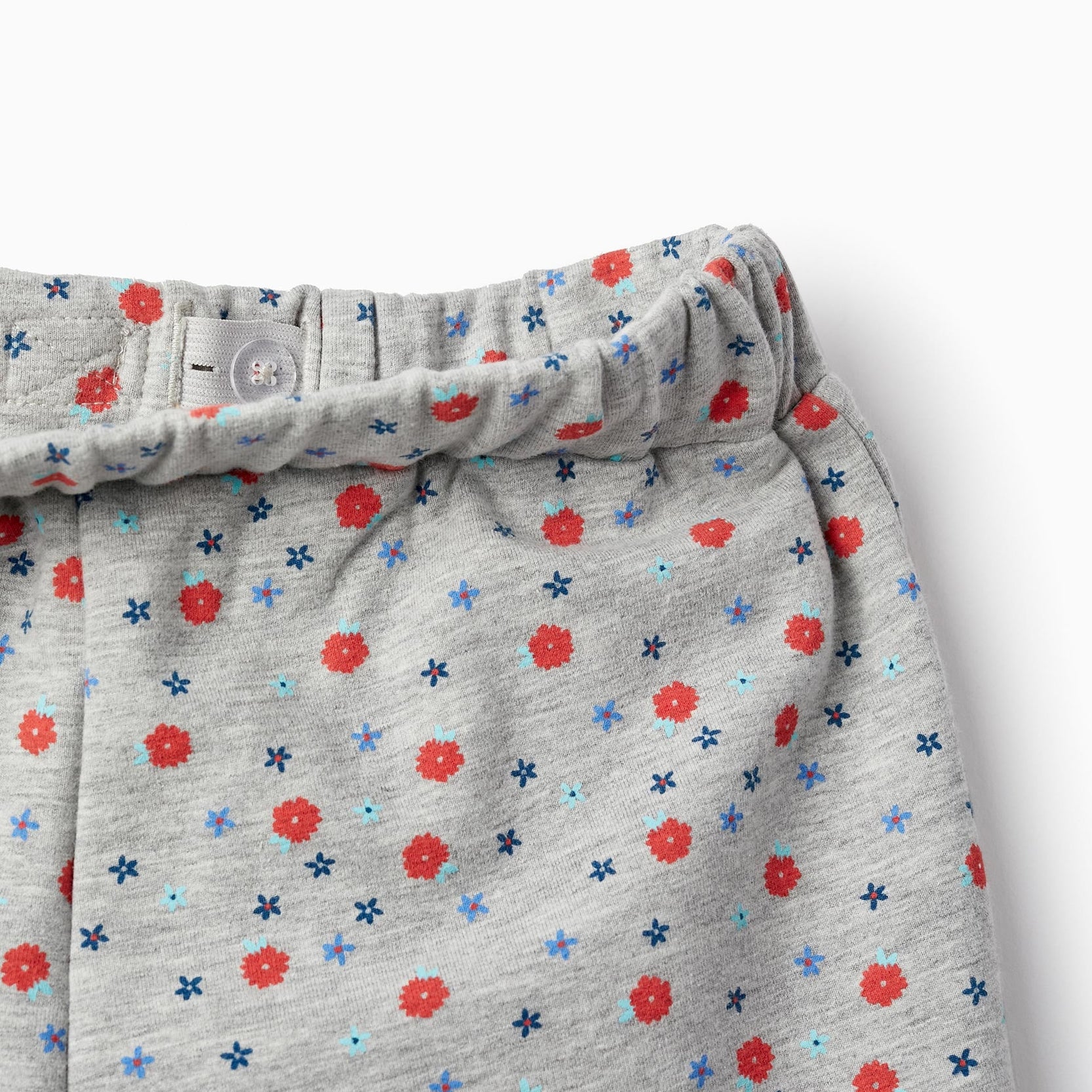 Cotton Trousers with Floral Pattern for Girls, Grey