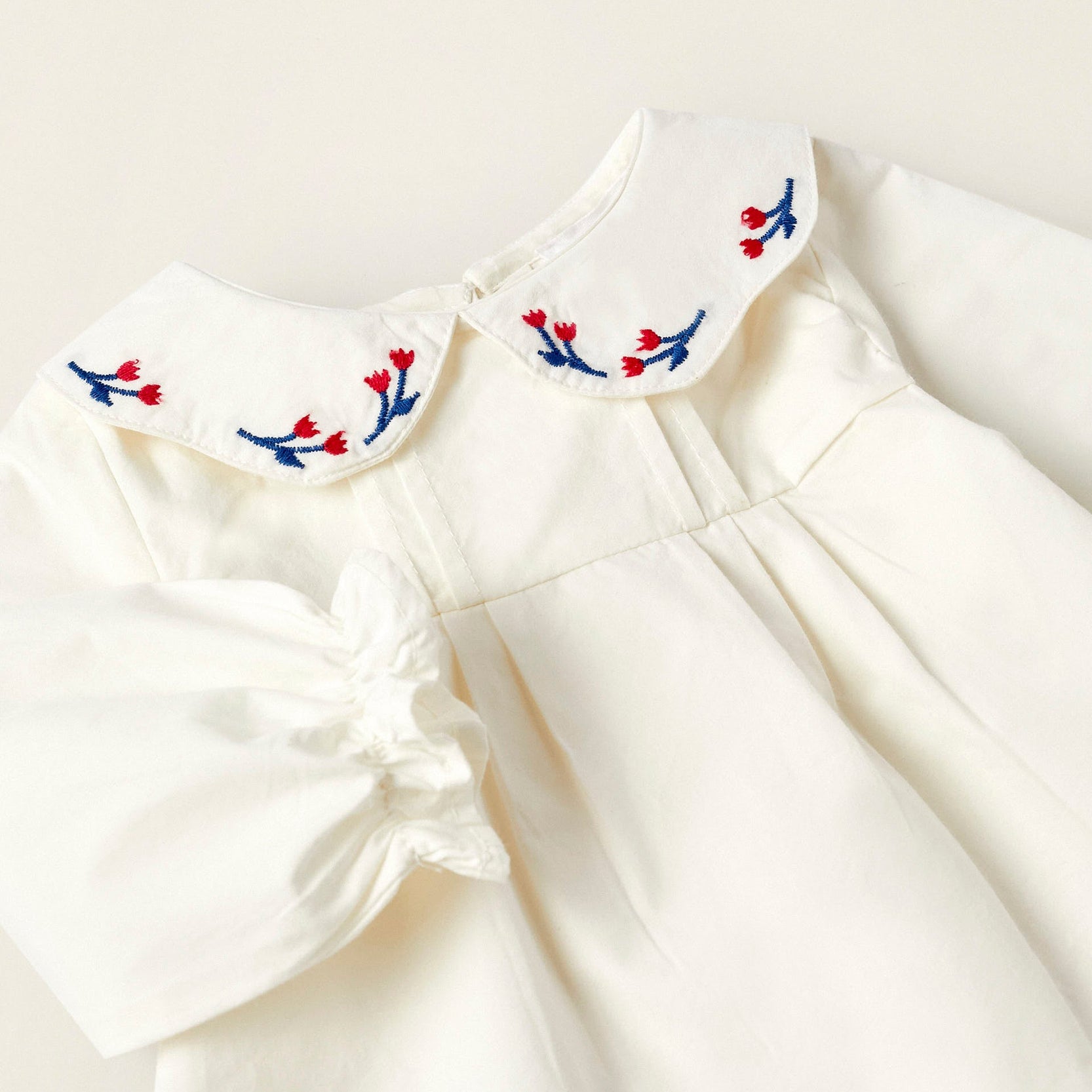 Cotton Bodysuit-Blouse for Newborn Girls 'Flowers', White