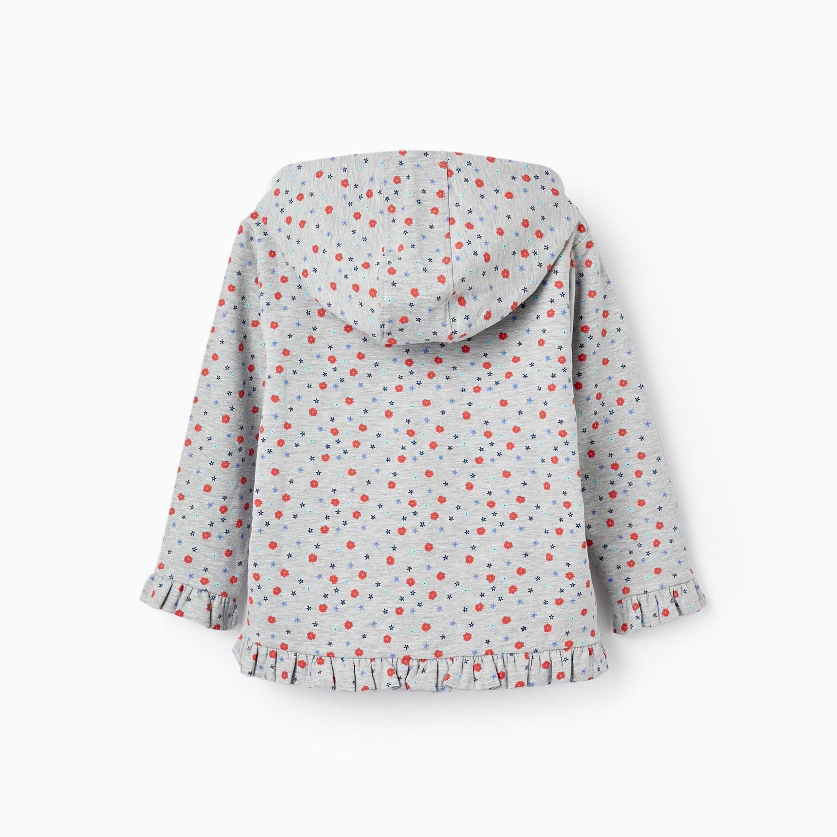 Hooded Jacket with Ruffles for Girls 'Floral', Grey