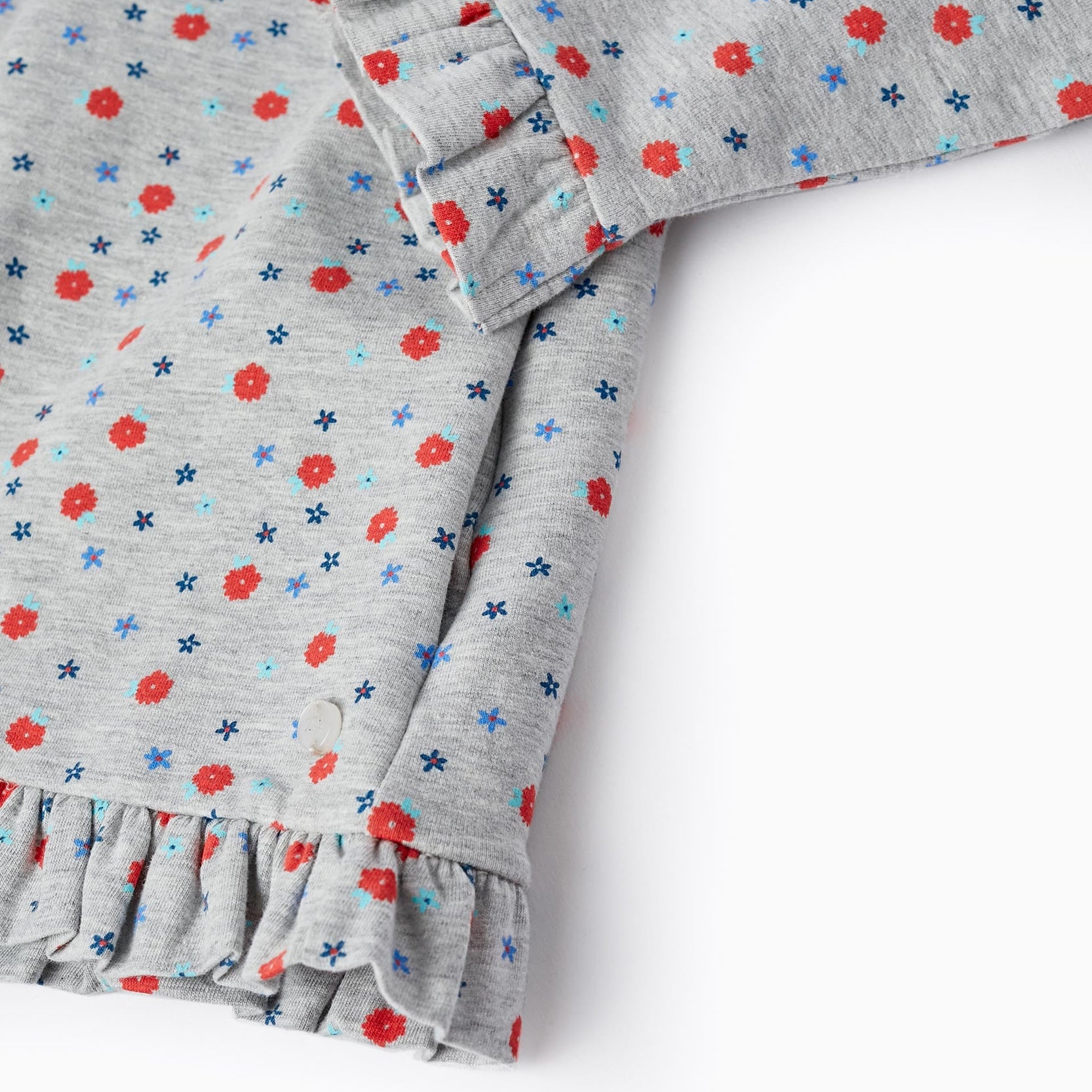 Hooded Jacket with Ruffles for Girls 'Floral', Grey