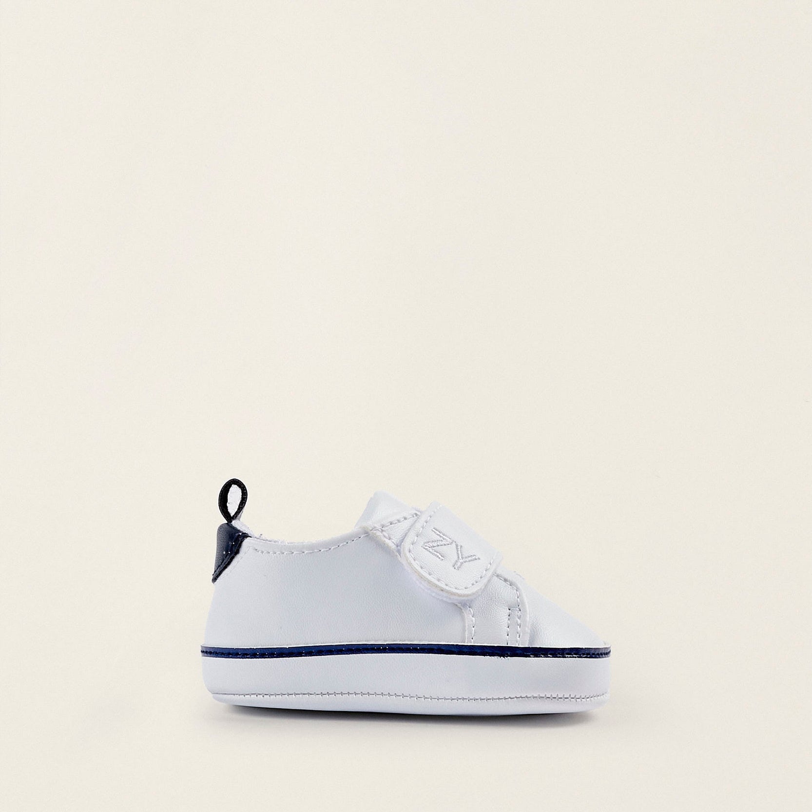 Synthetic Leather Trainers for Newborn Boys, White