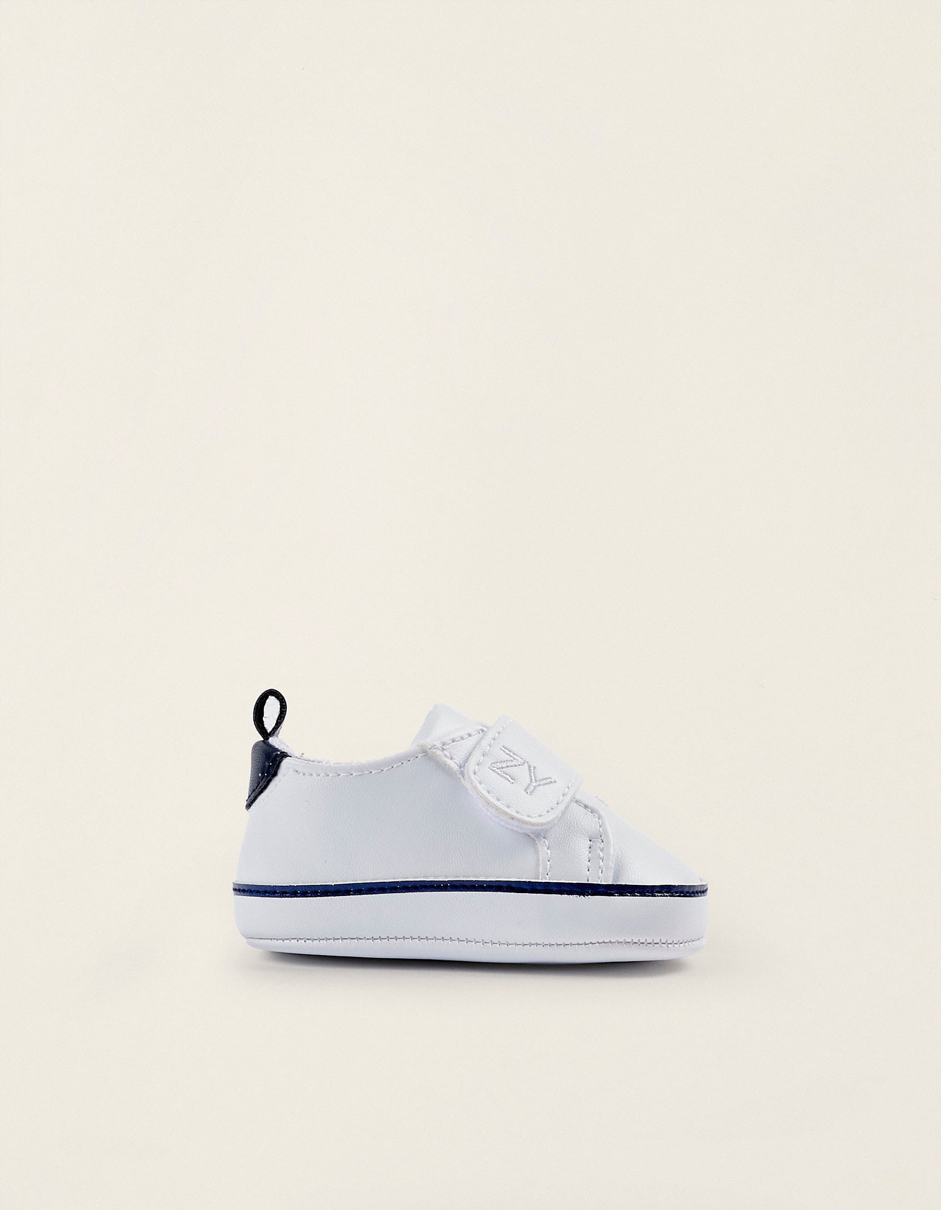 Synthetic Leather Trainers for Newborn Boys, White
