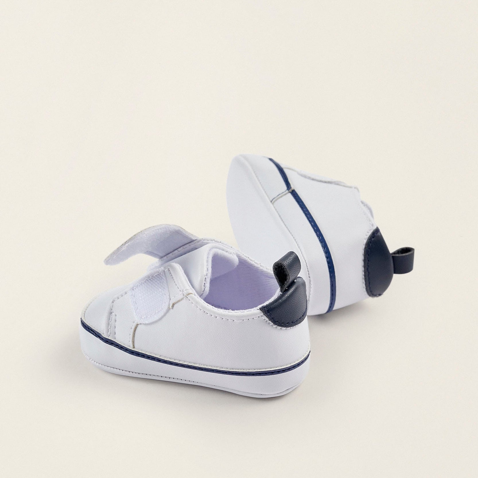 Synthetic Leather Trainers for Newborn Boys, White