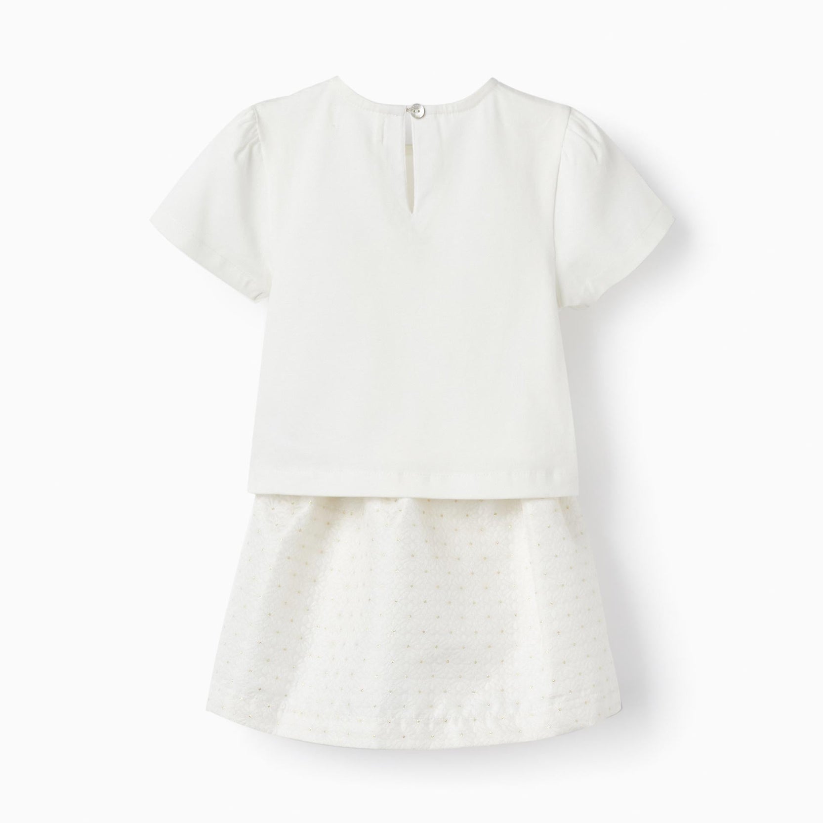 T-Shirt + Skirt for Baby Girls 'Belle et Unique', White/Gold