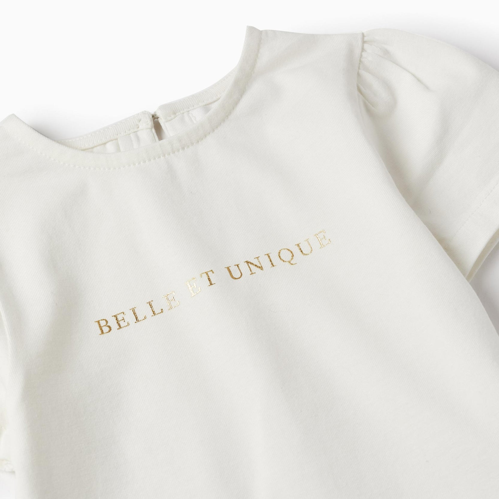 T-Shirt + Skirt for Baby Girls 'Belle et Unique', White/Gold