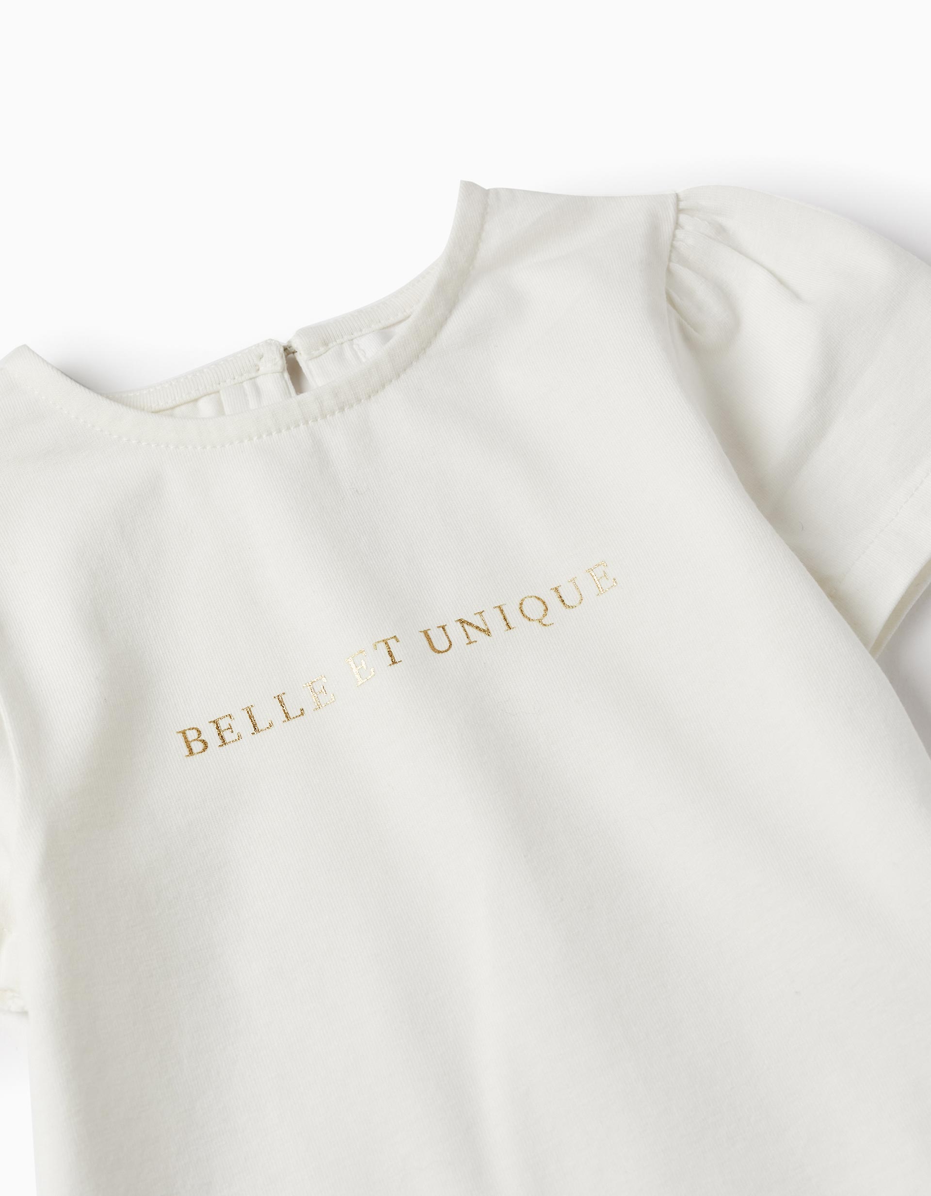T-Shirt + Skirt for Baby Girls 'Belle et Unique', White/Gold