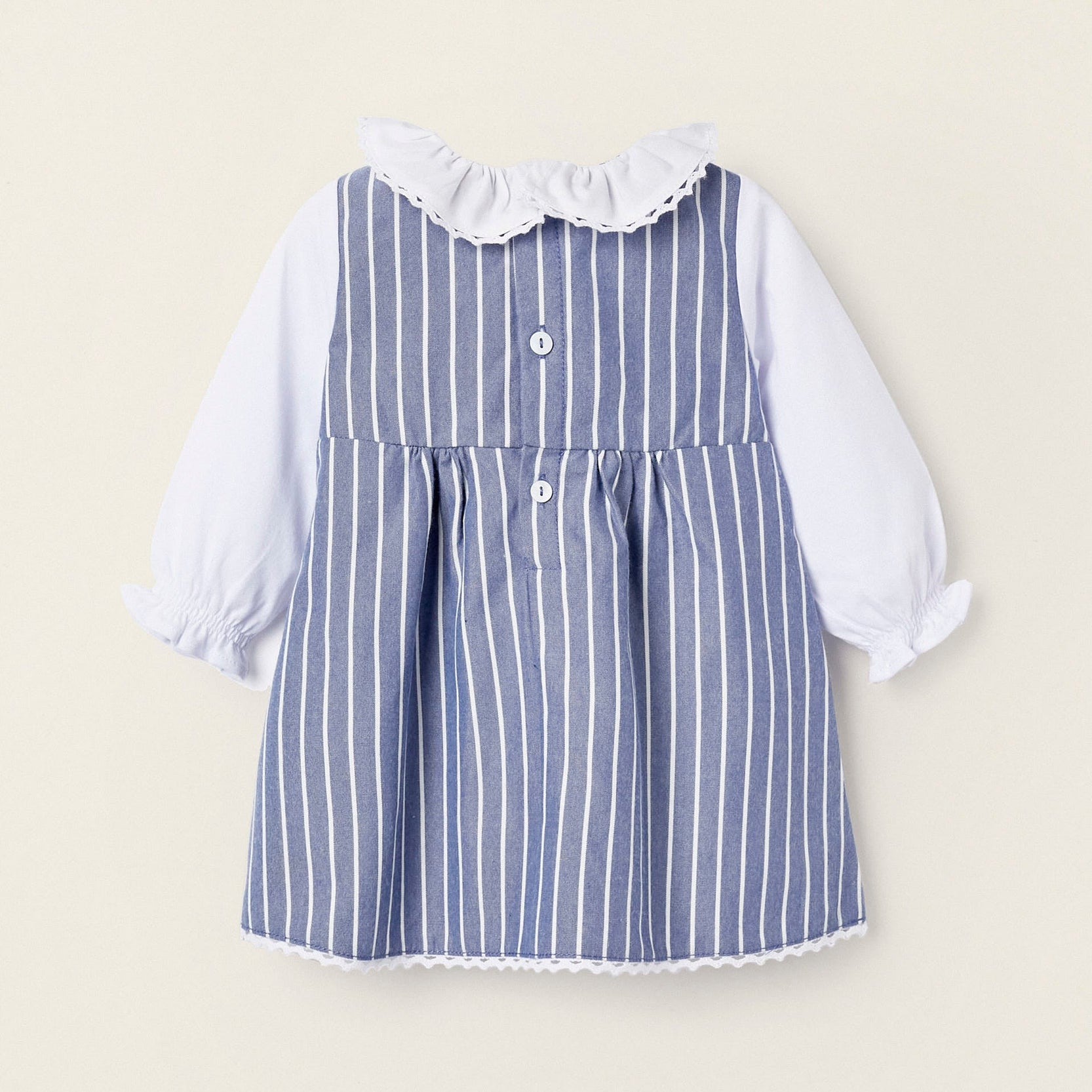 Striped Dress for Newborn Girls, Blue/White
