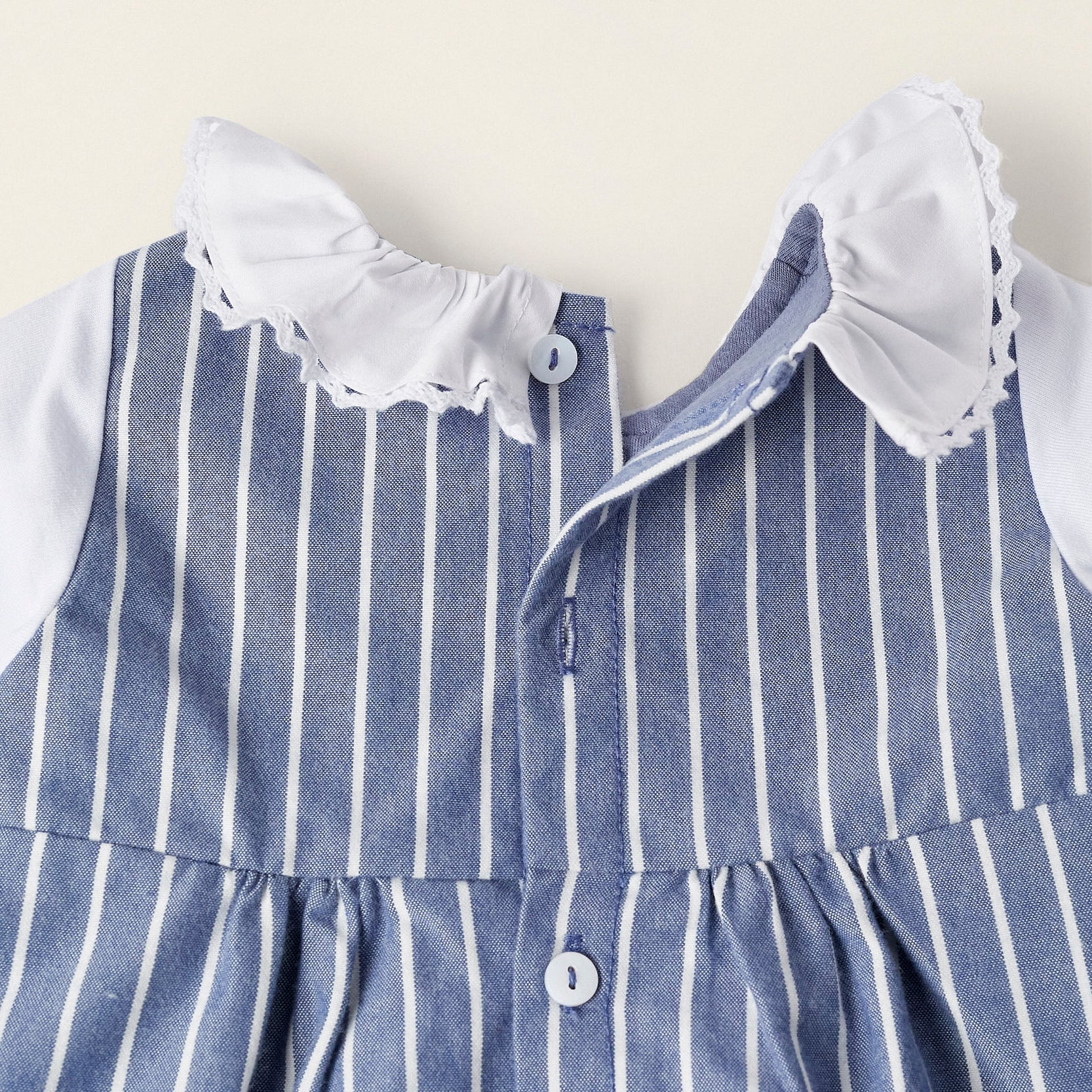 Striped Dress for Newborn Girls, Blue/White