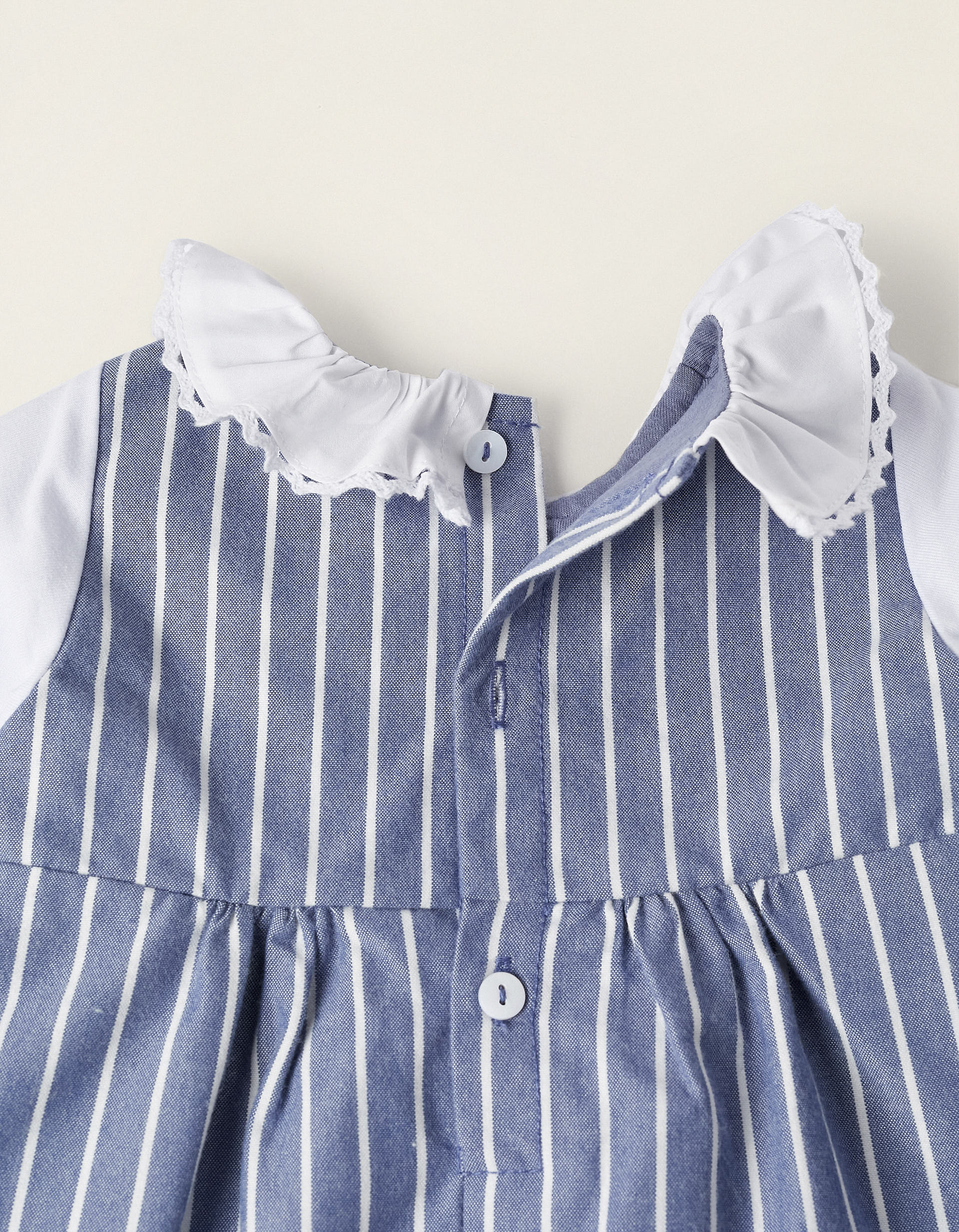 Striped Dress for Newborn Girls, Blue/White
