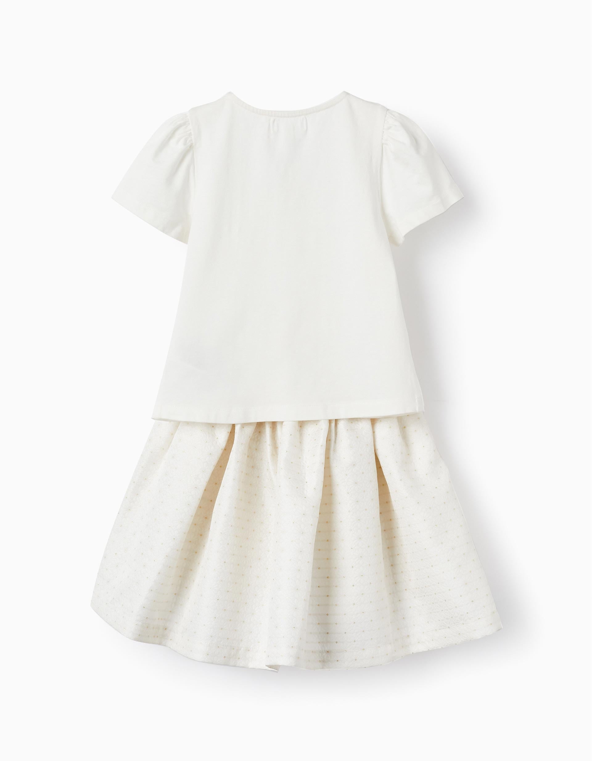 T-Shirt + Skirt for Girls 'Belle et Unique', White/Gold