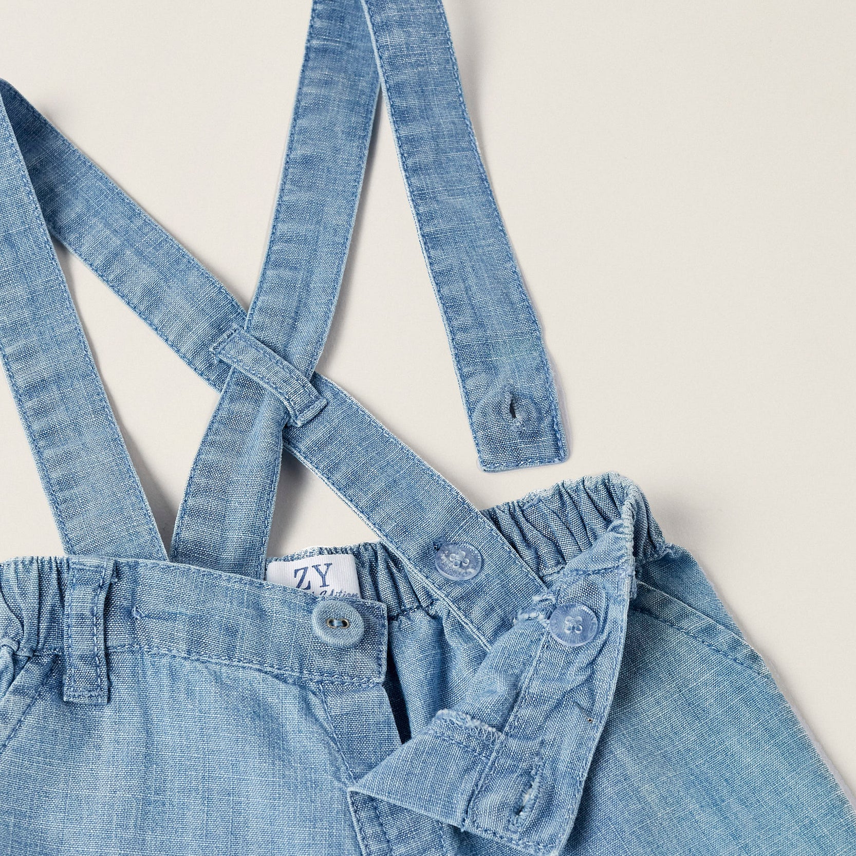 Set of Newborn Wrapover Bodysuit + Bloomers, White/Blue