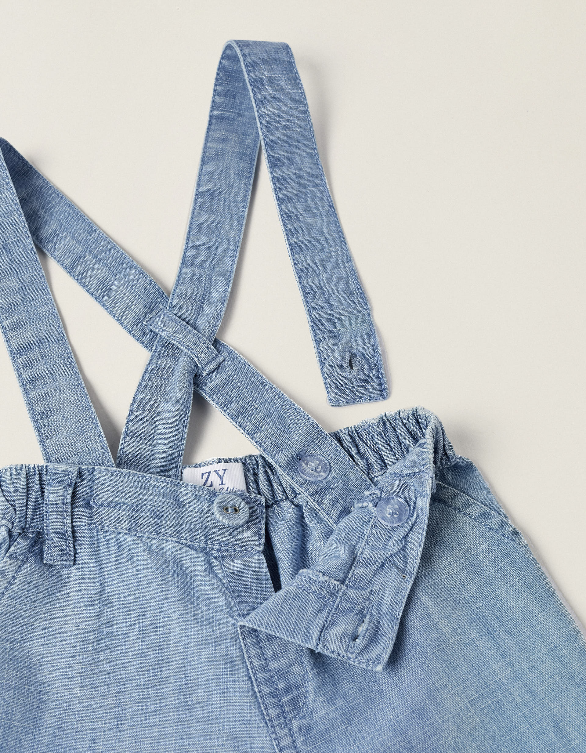 Set of Newborn Wrapover Bodysuit + Bloomers, White/Blue