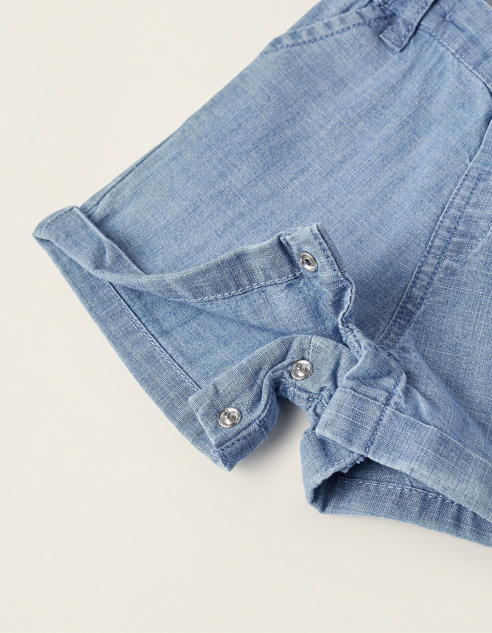 Set of Newborn Wrapover Bodysuit + Bloomers, White/Blue