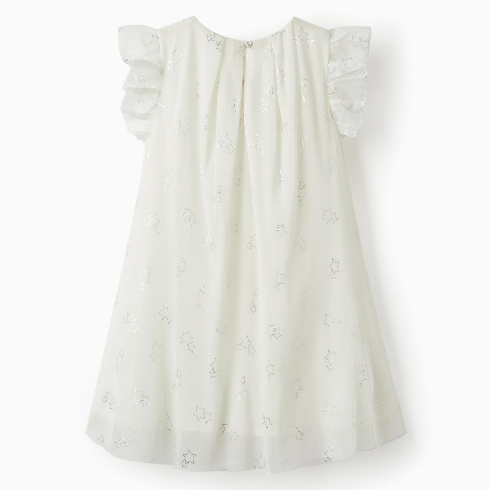 Dress in Tulle and Cotton for Girls 'Special Days - Stars', White