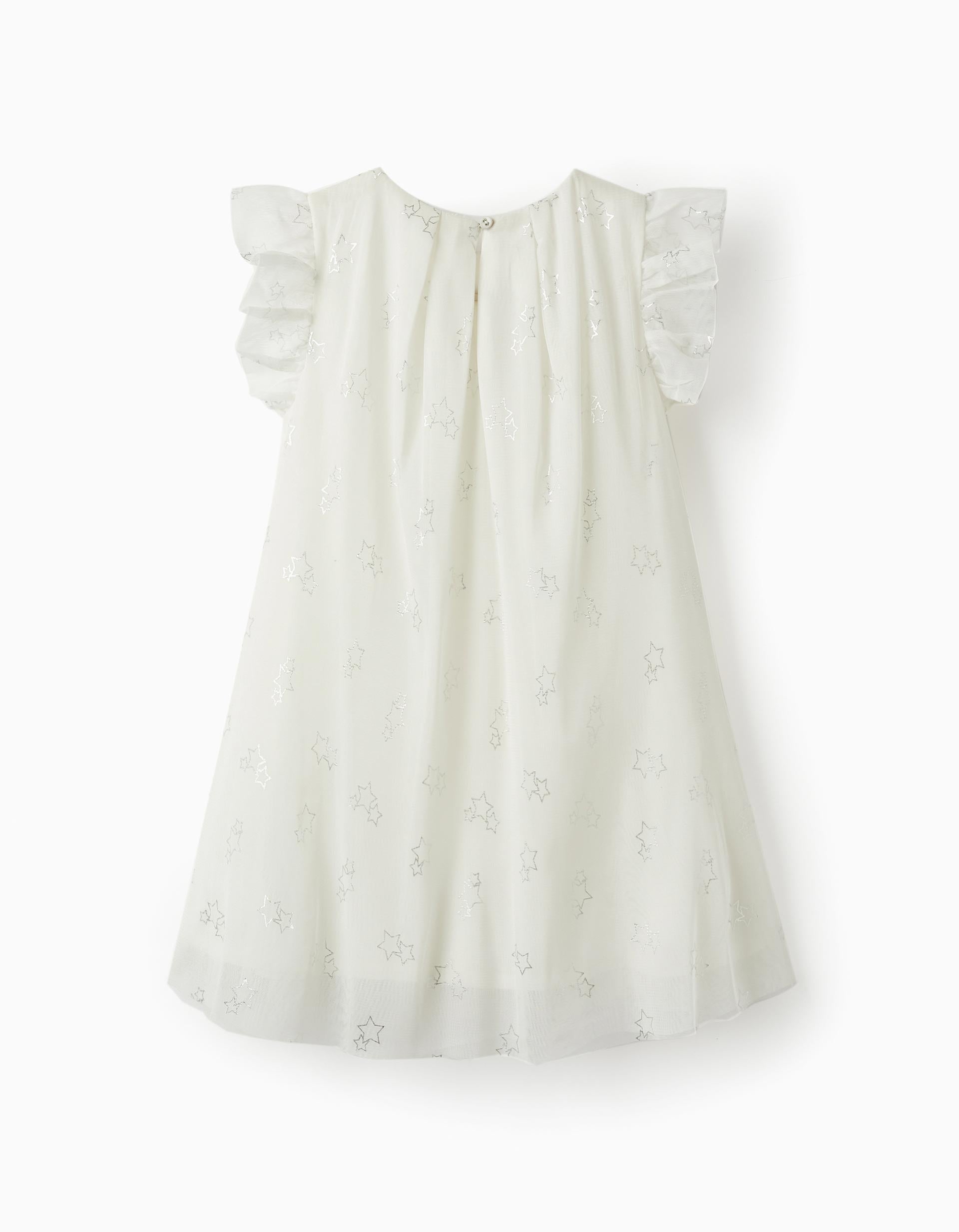 Dress in Tulle and Cotton for Girls 'Special Days - Stars', White
