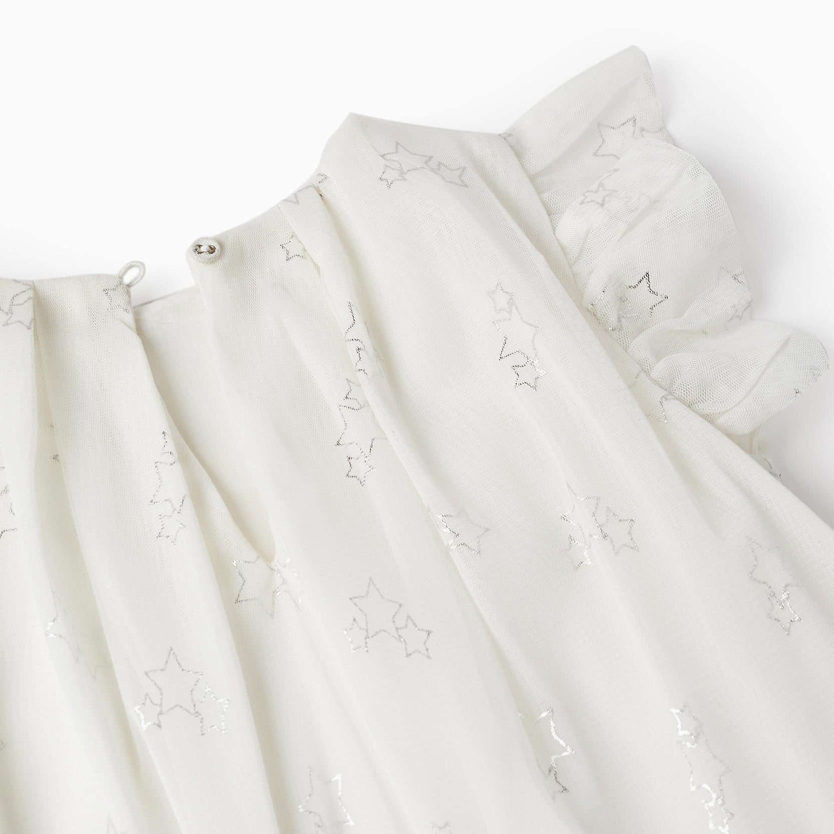 Dress in Tulle and Cotton for Girls 'Special Days - Stars', White