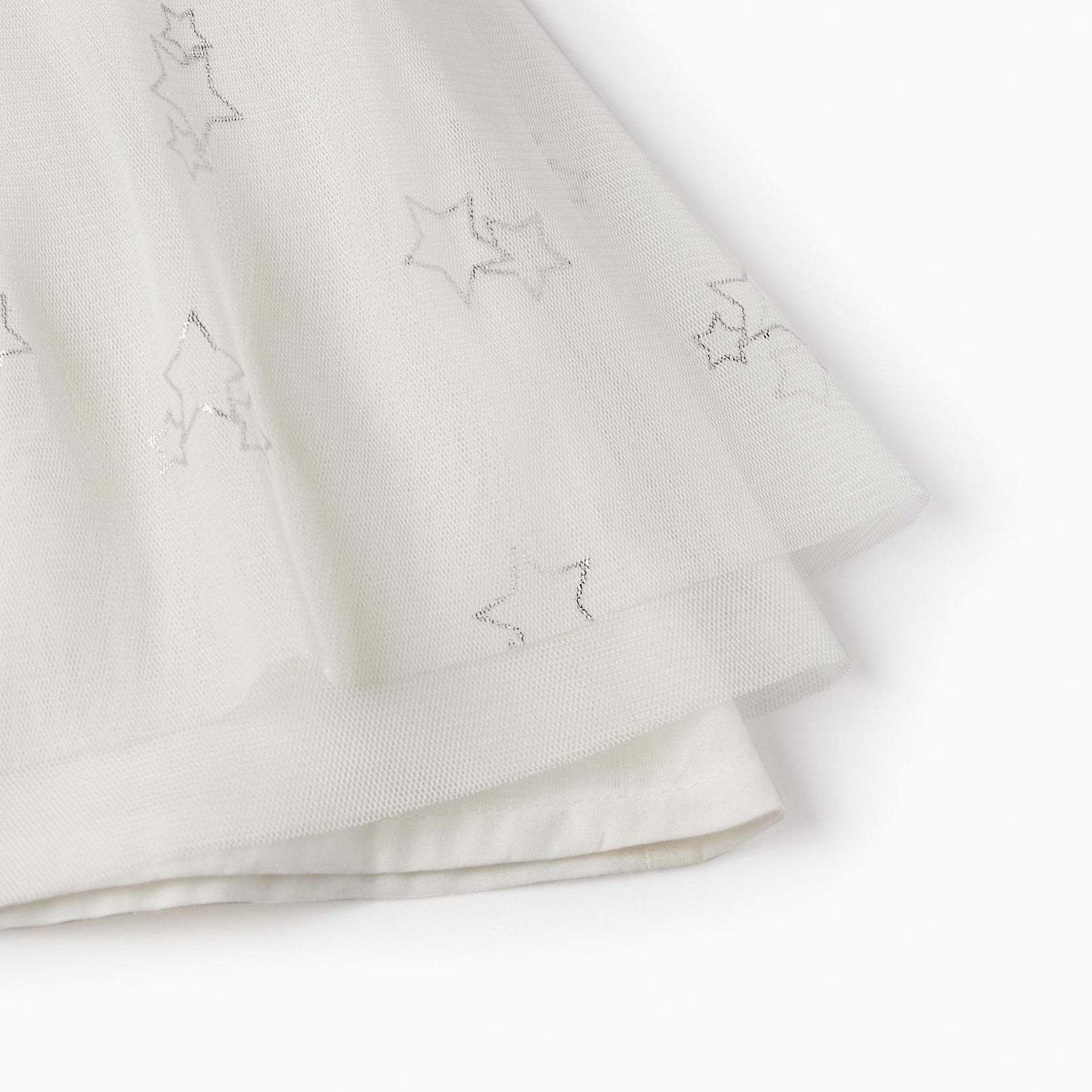 Dress in Tulle and Cotton for Girls 'Special Days - Stars', White