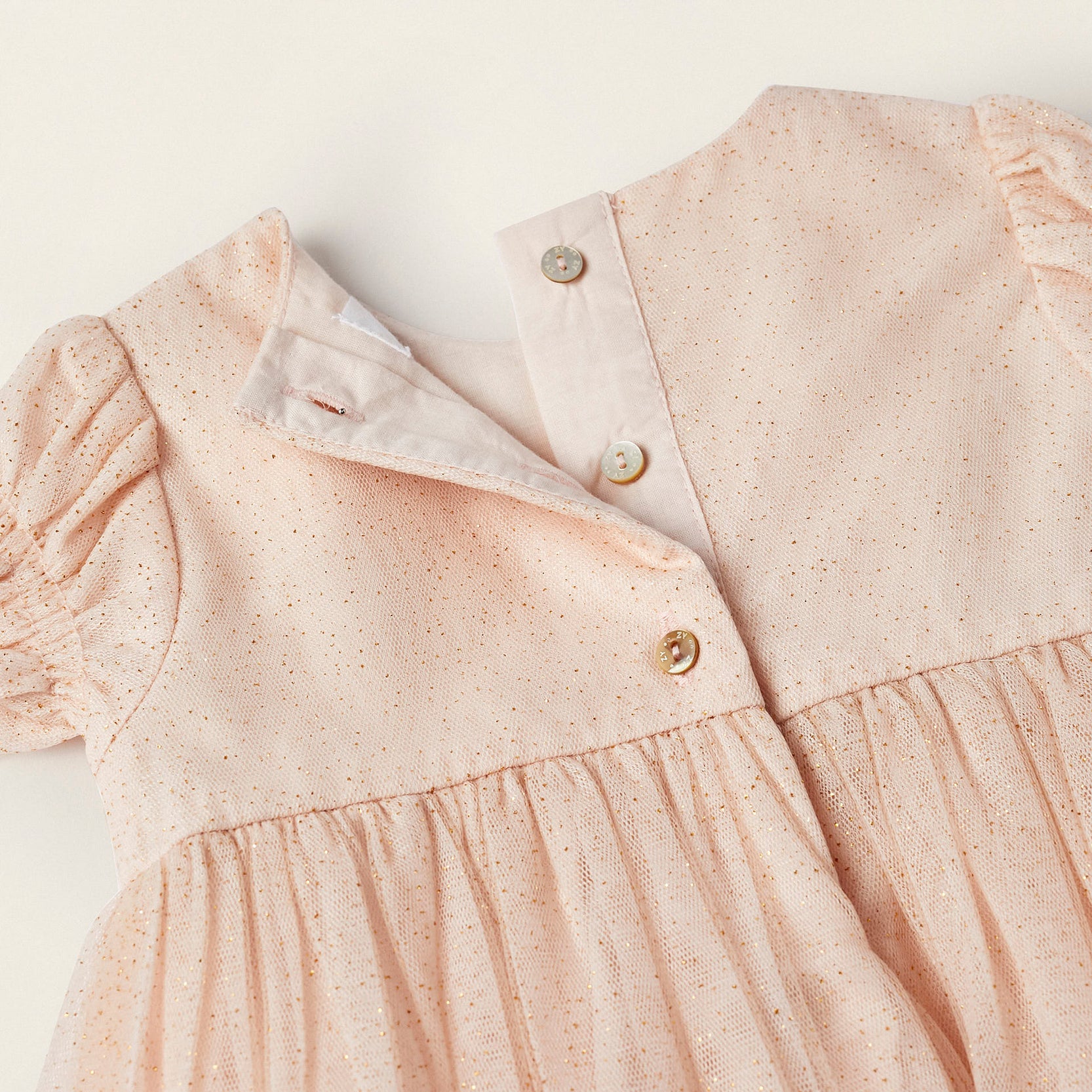 Tulle Dress with Glitter + Bloomers for Newborn Girls, Pink