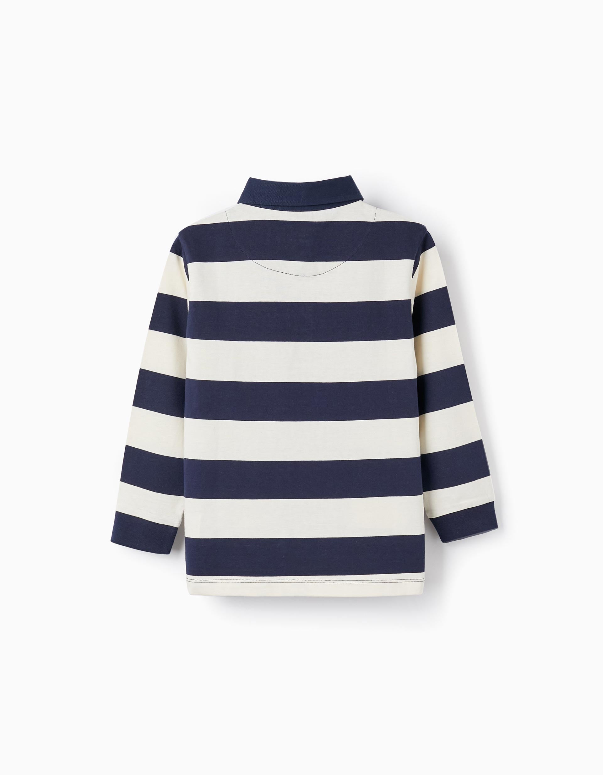 Long Sleeve Striped T-Shirt for Boys, Dark Blue/White