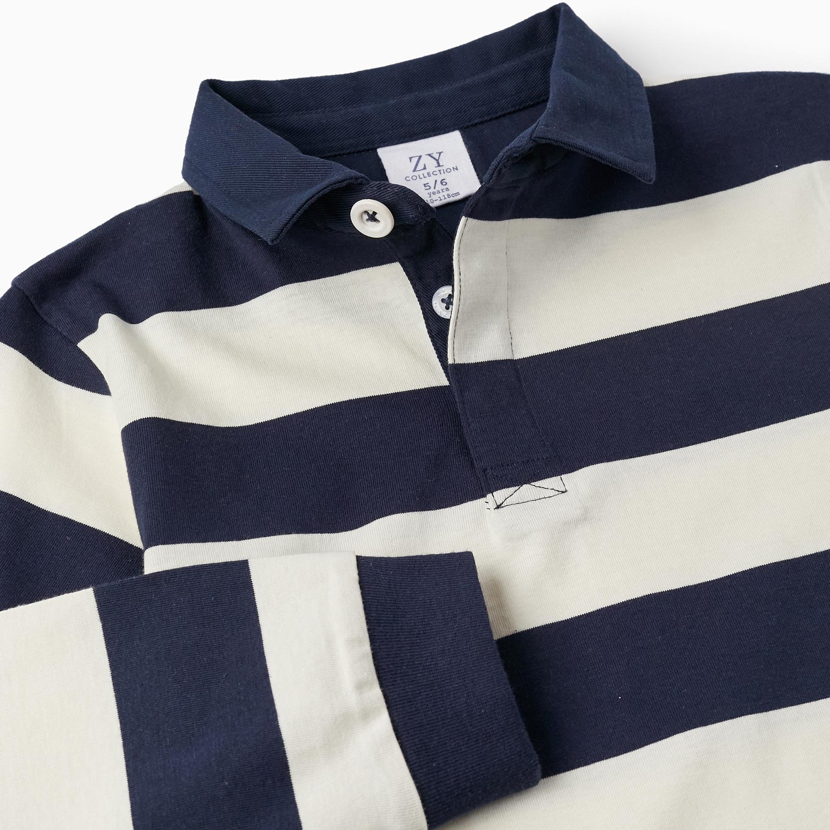 Long Sleeve Striped T-Shirt for Boys, Dark Blue/White