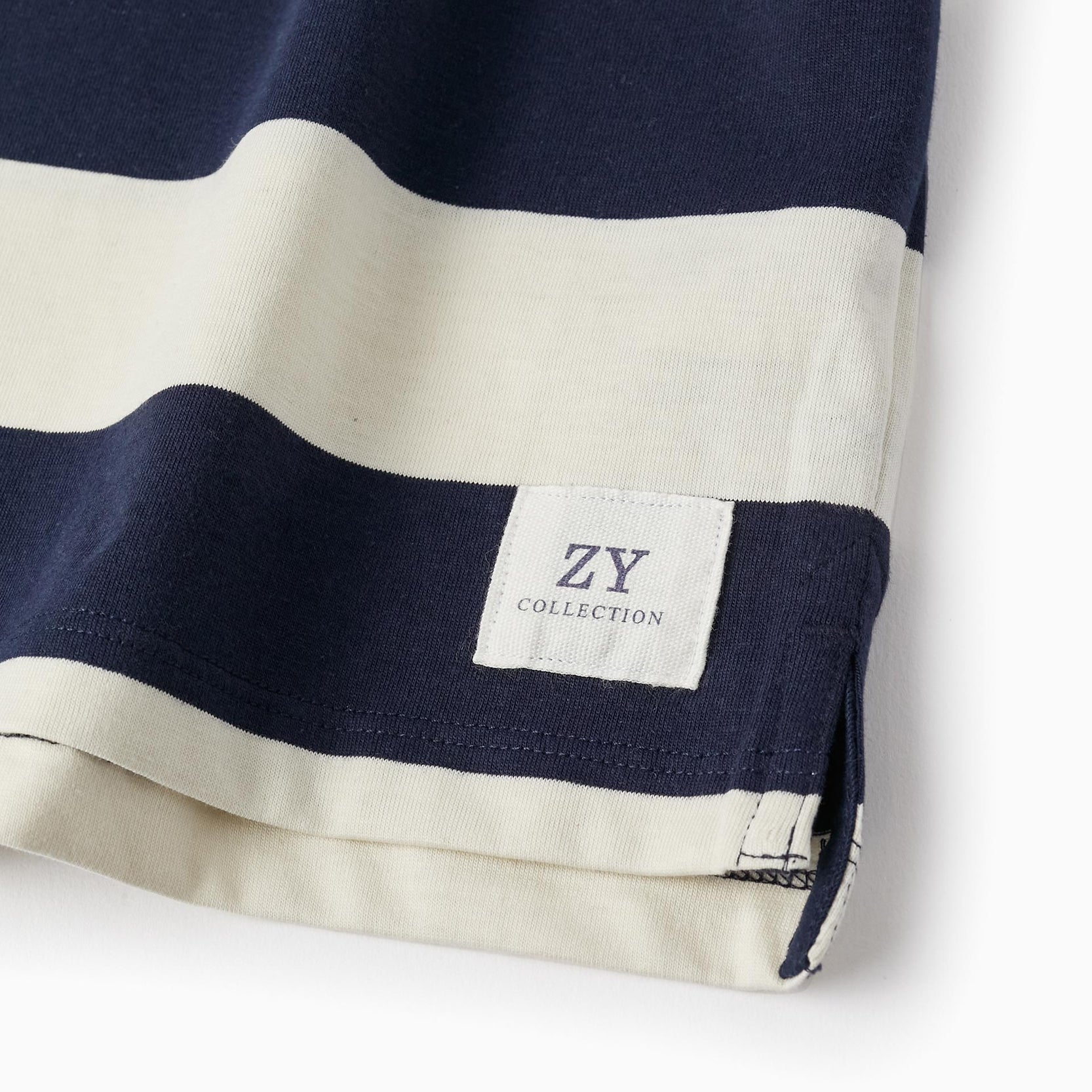 Long Sleeve Striped T-Shirt for Boys, Dark Blue/White