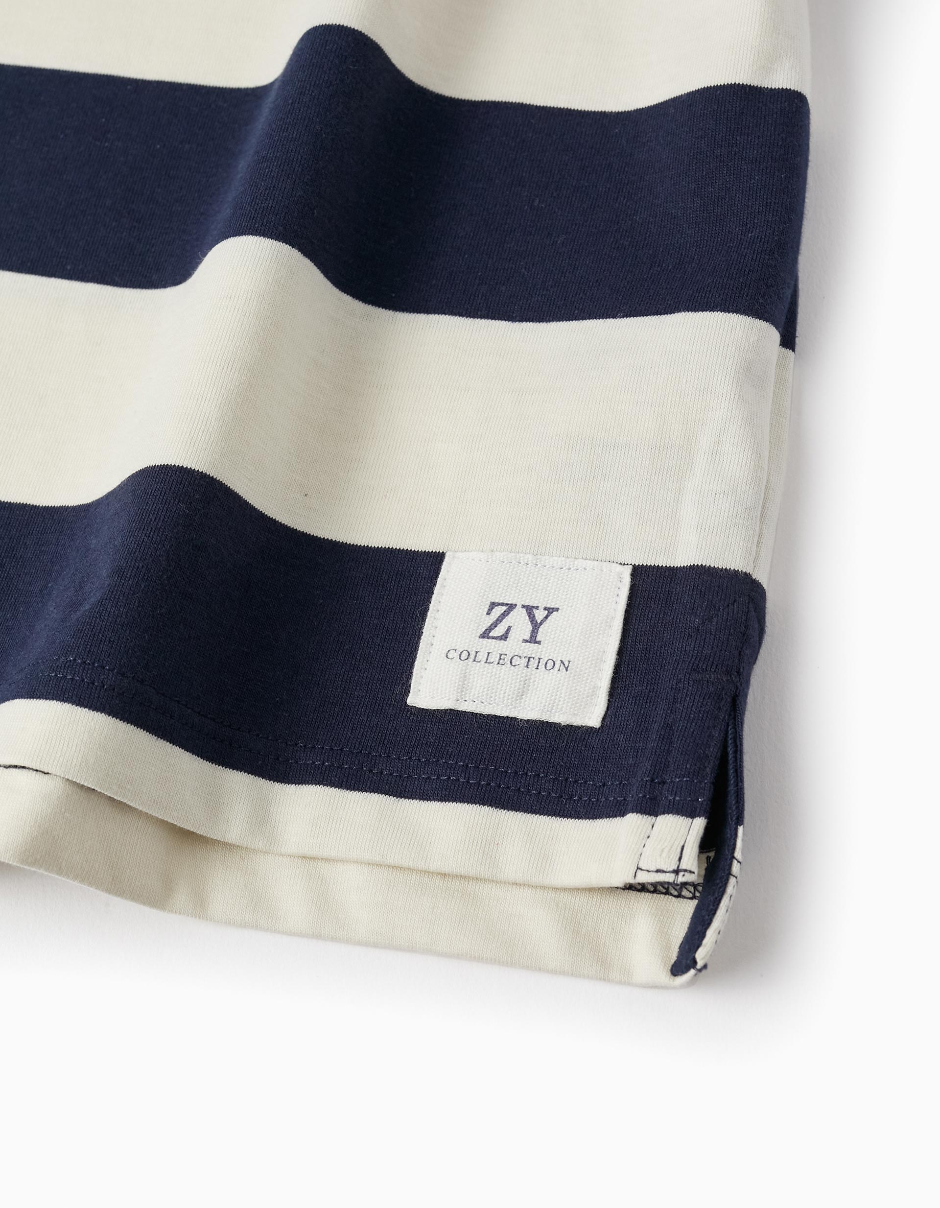 Long Sleeve Striped T-Shirt for Boys, Dark Blue/White
