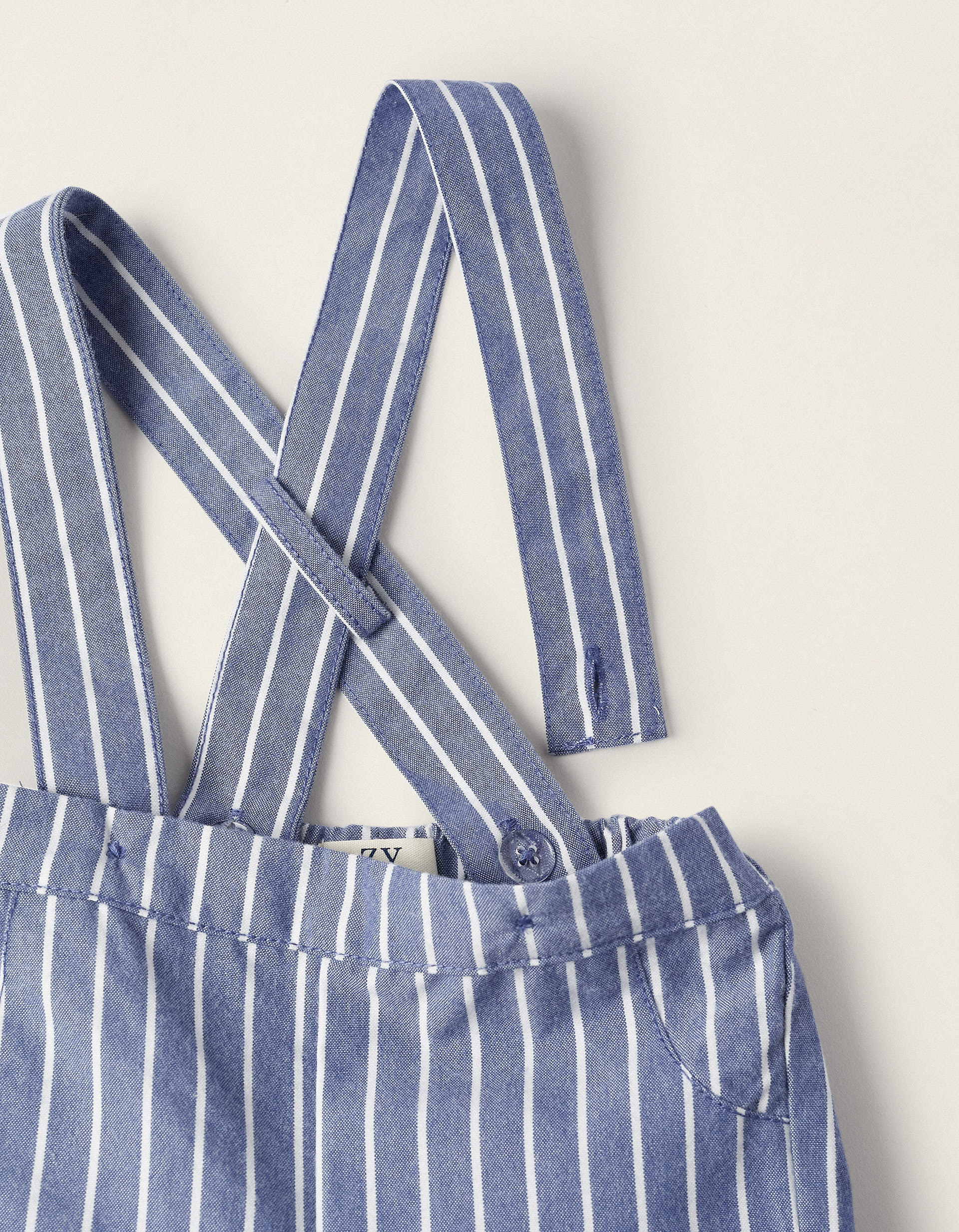 Bodysuit + Trousers with Straps for Newborn Boys, Blue/White