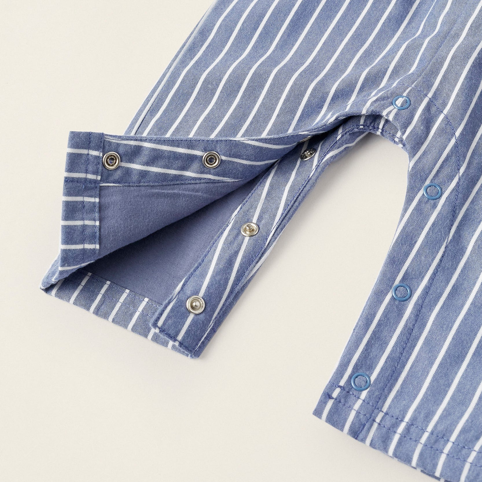 Striped Jumpsuit with Ruffles for Newborn Girls, Blue/White