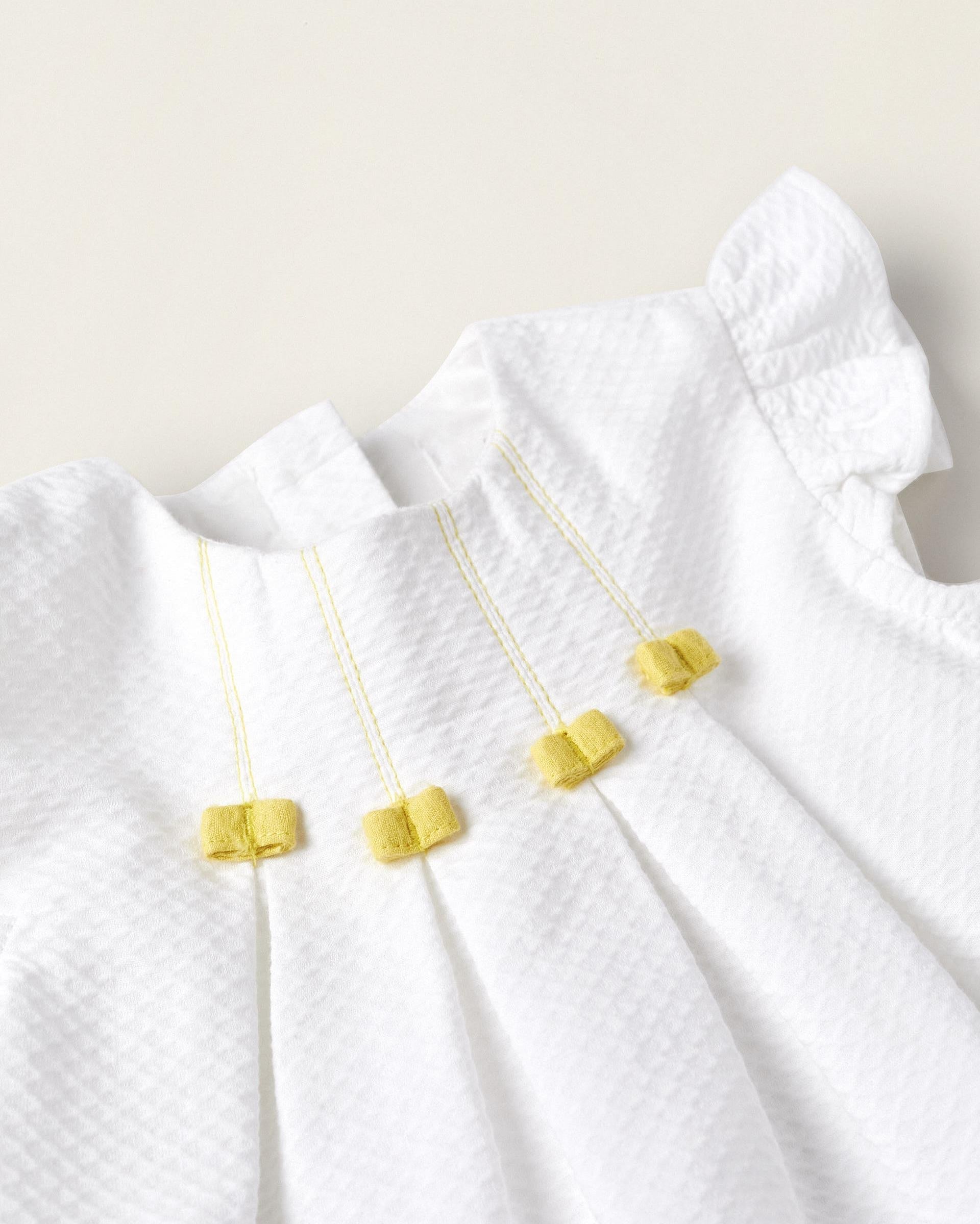 Cotton Dress + Bloomers for Newborn Girls, White