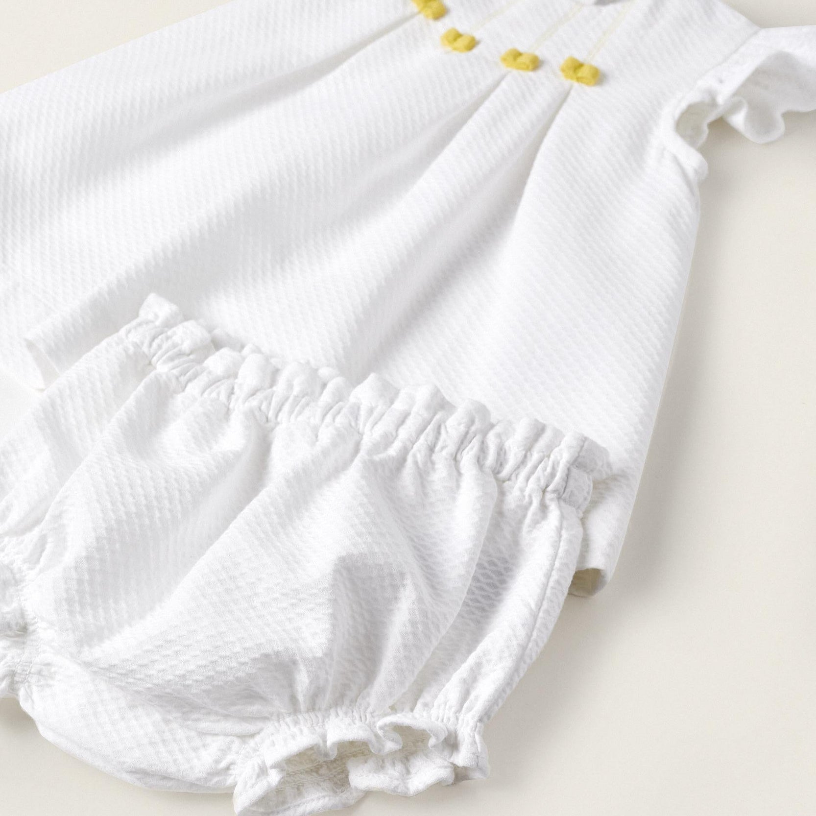 Cotton Dress + Bloomers for Newborn Girls, White