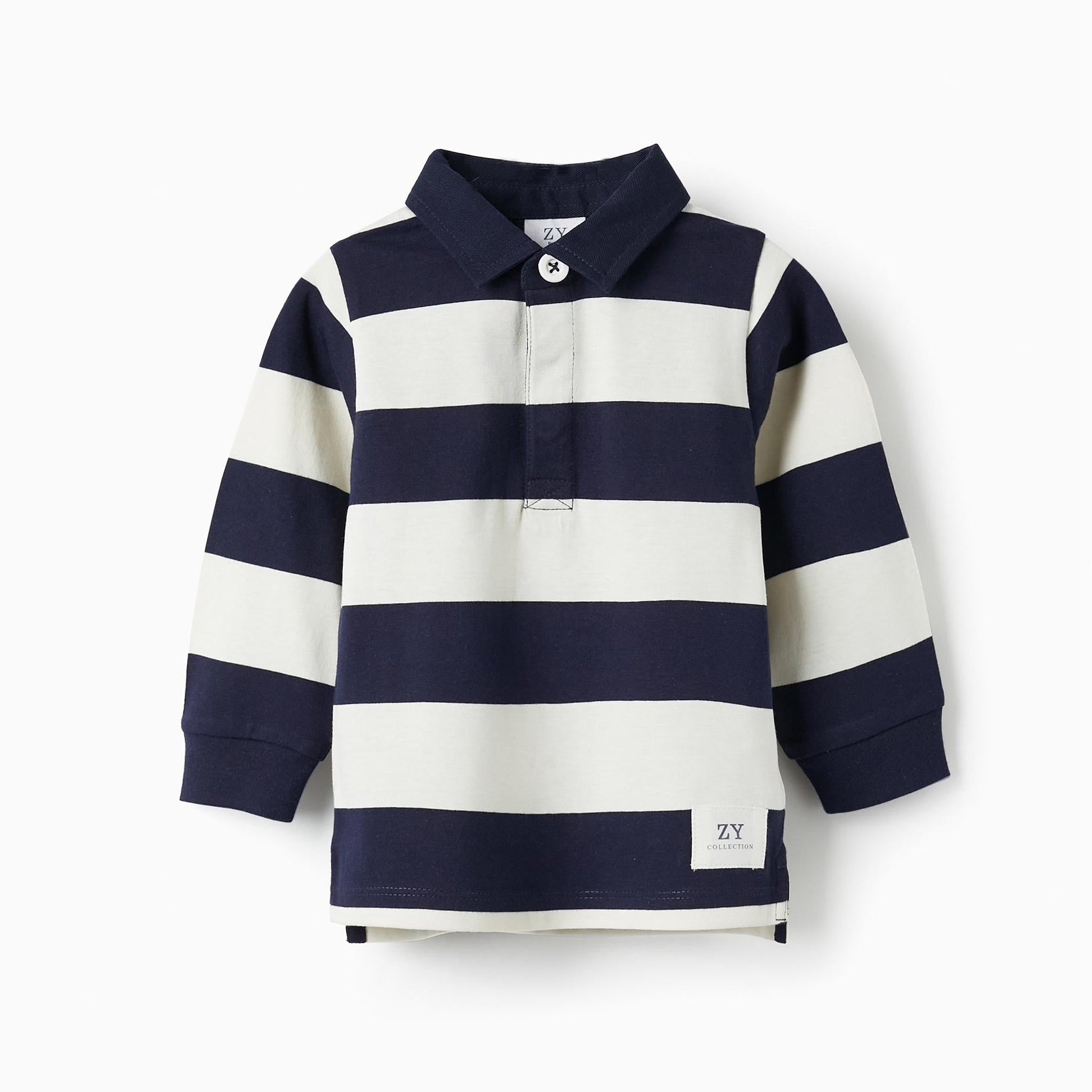Striped Polo for Baby Boys, Dark Blue/Beige
