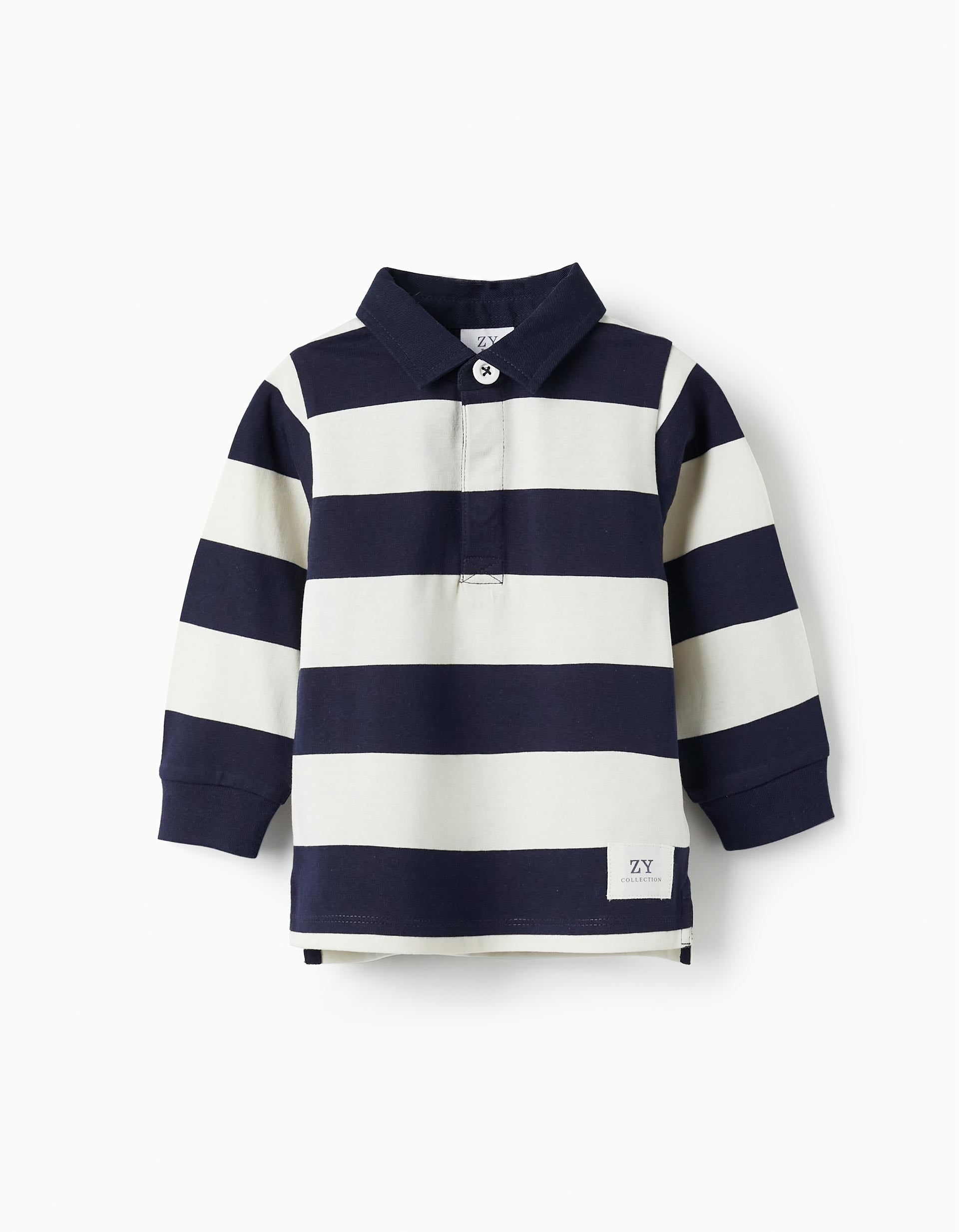 Striped Polo for Baby Boys, Dark Blue/Beige