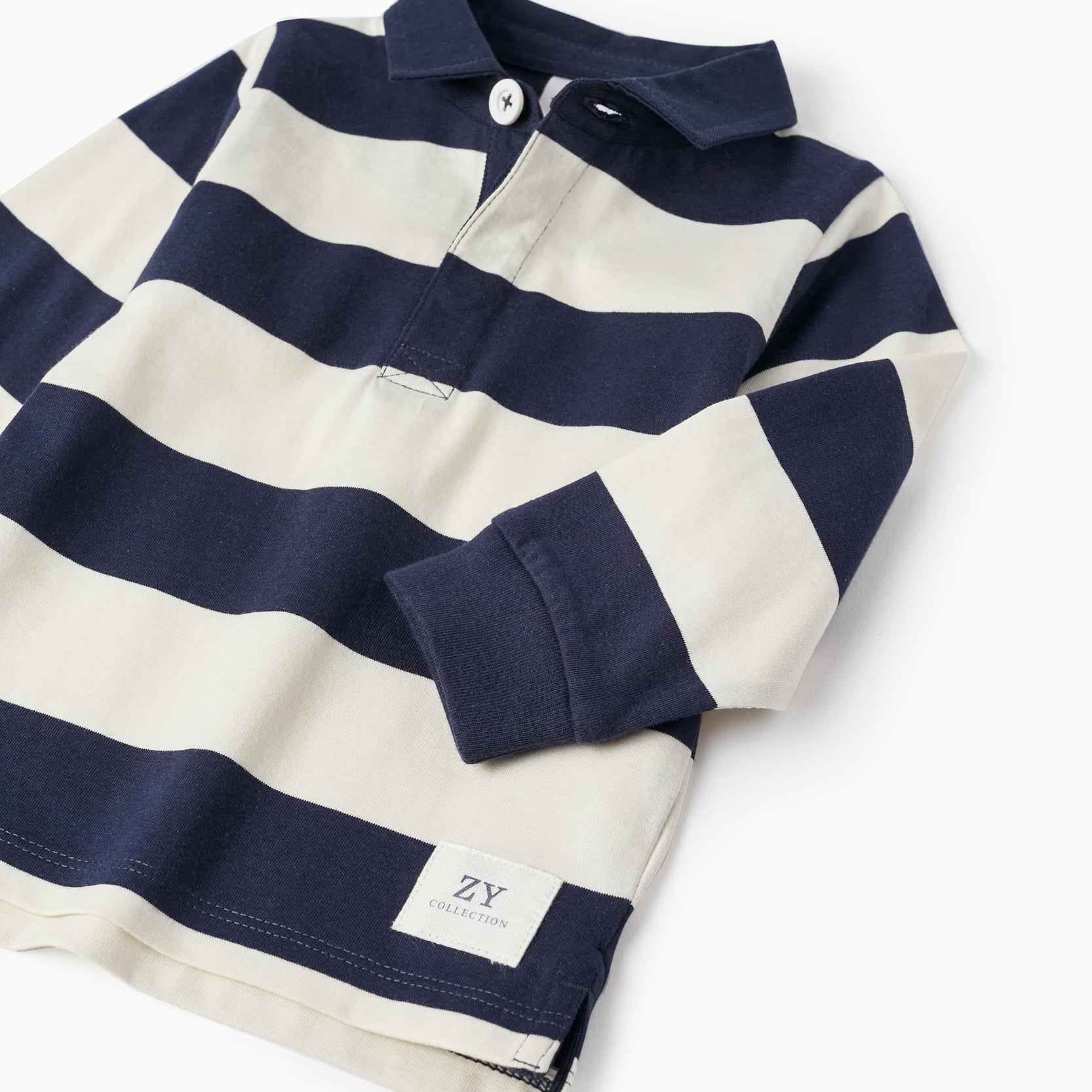 Striped Polo for Baby Boys, Dark Blue/Beige