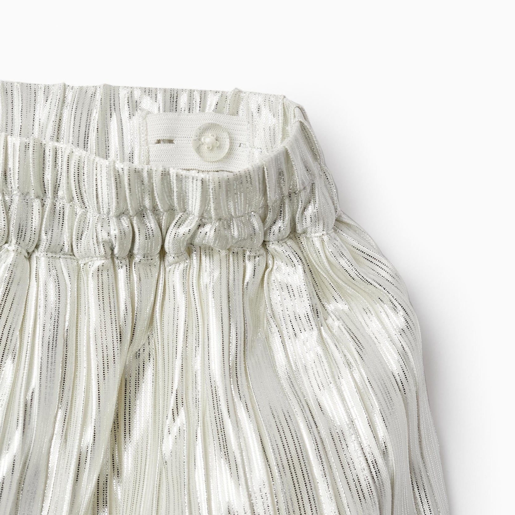 Pleated Trousers for Girls, White/Silver