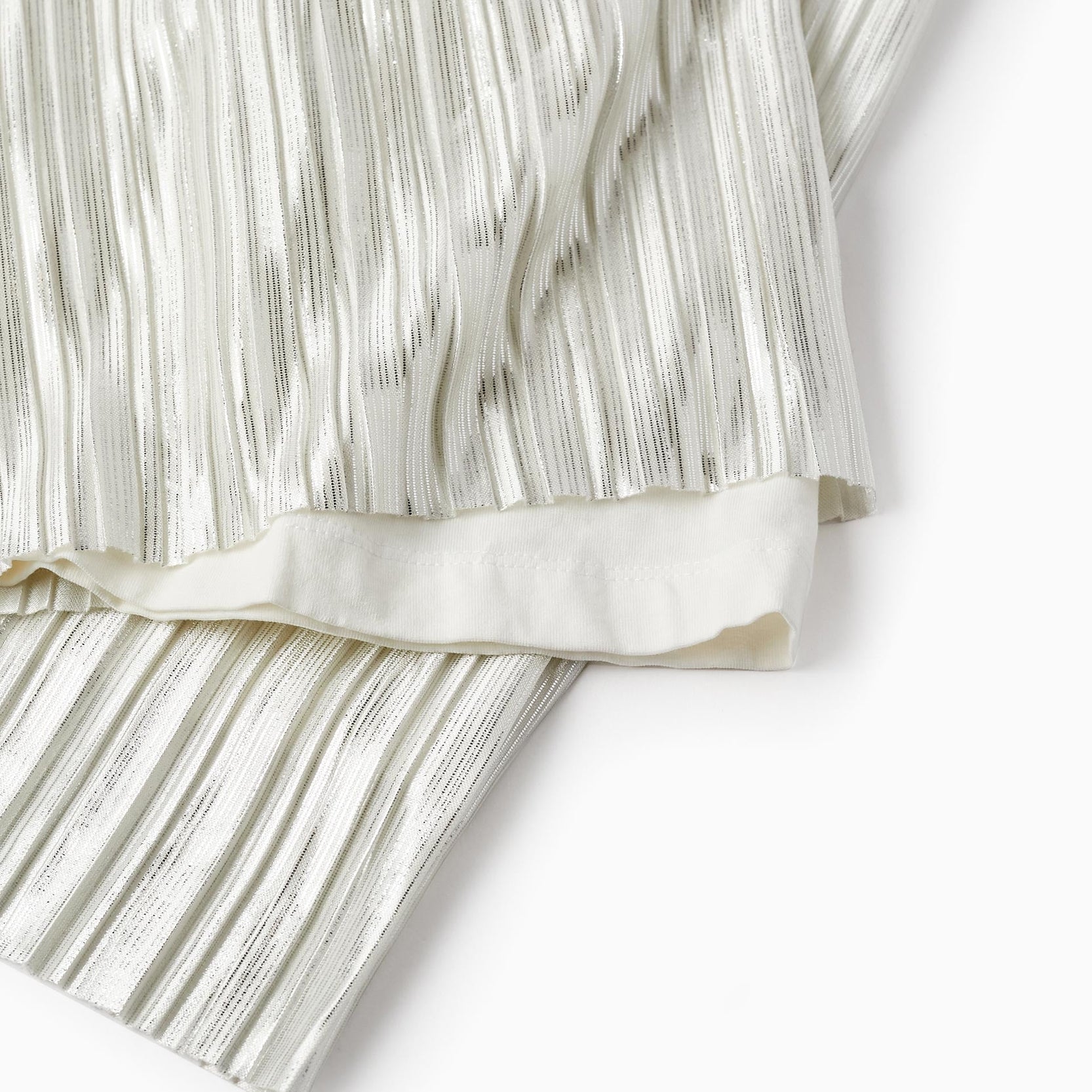 Pleated Trousers for Girls, White/Silver
