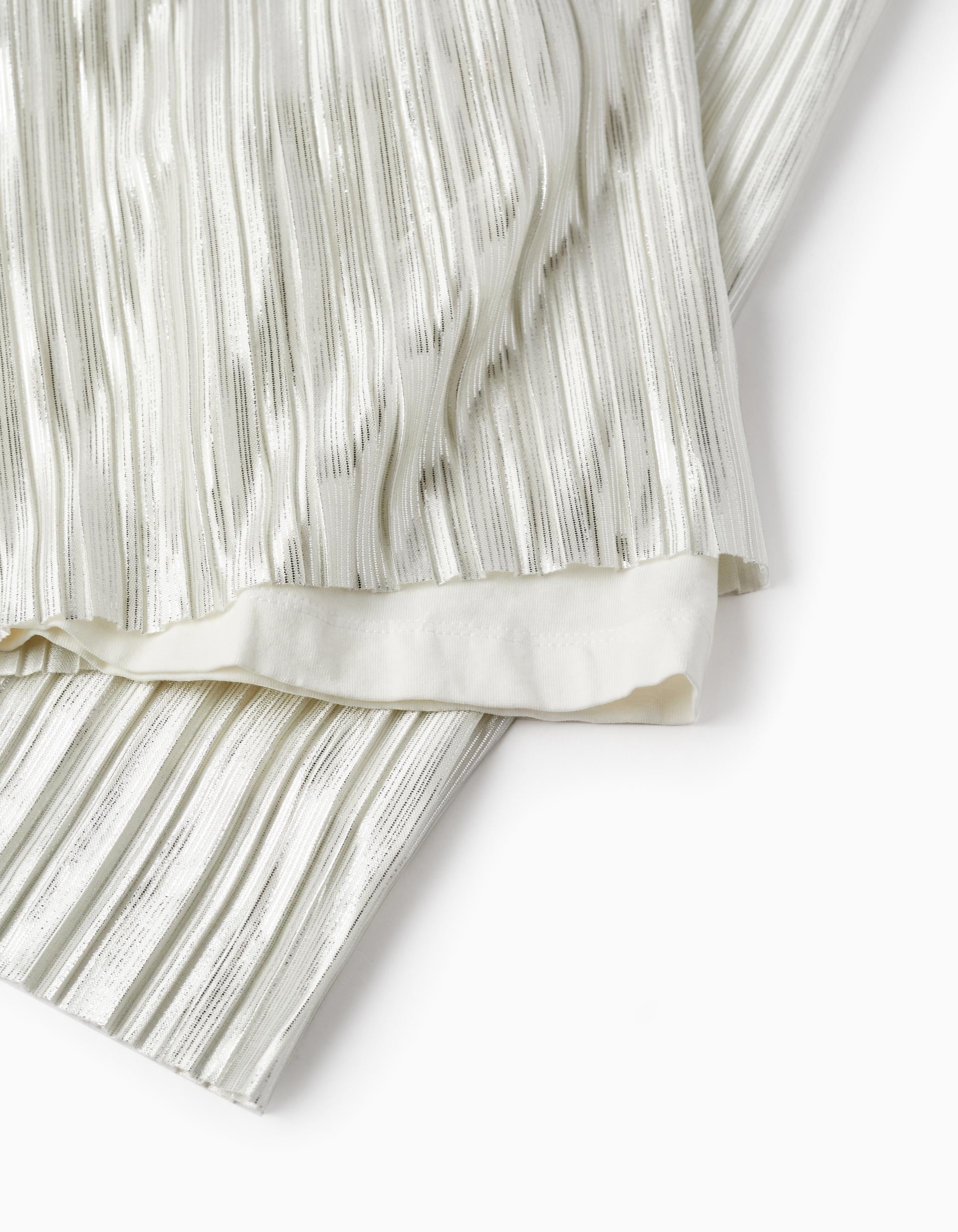 Pleated Trousers for Girls, White/Silver