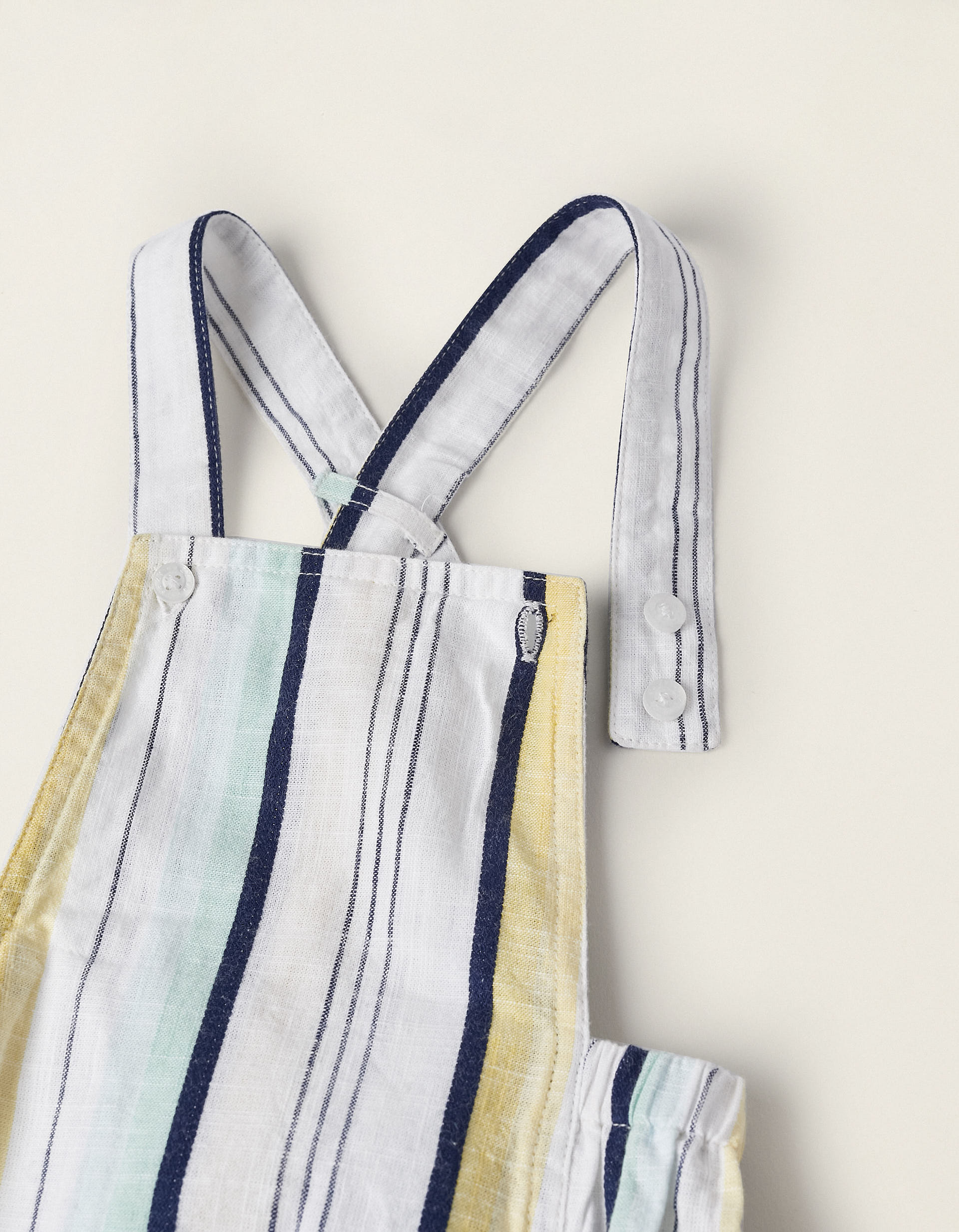 Plain Bodysuit + Striped Jumpsuit for Newborn Boys, Multicolour