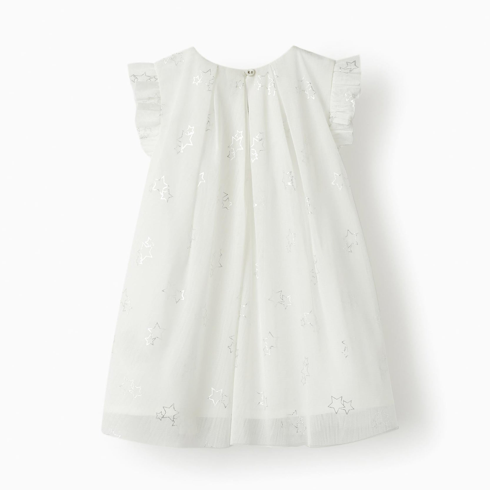 Dress in Tulle and Cotton for Baby Girls 'Special Days - Stars', White