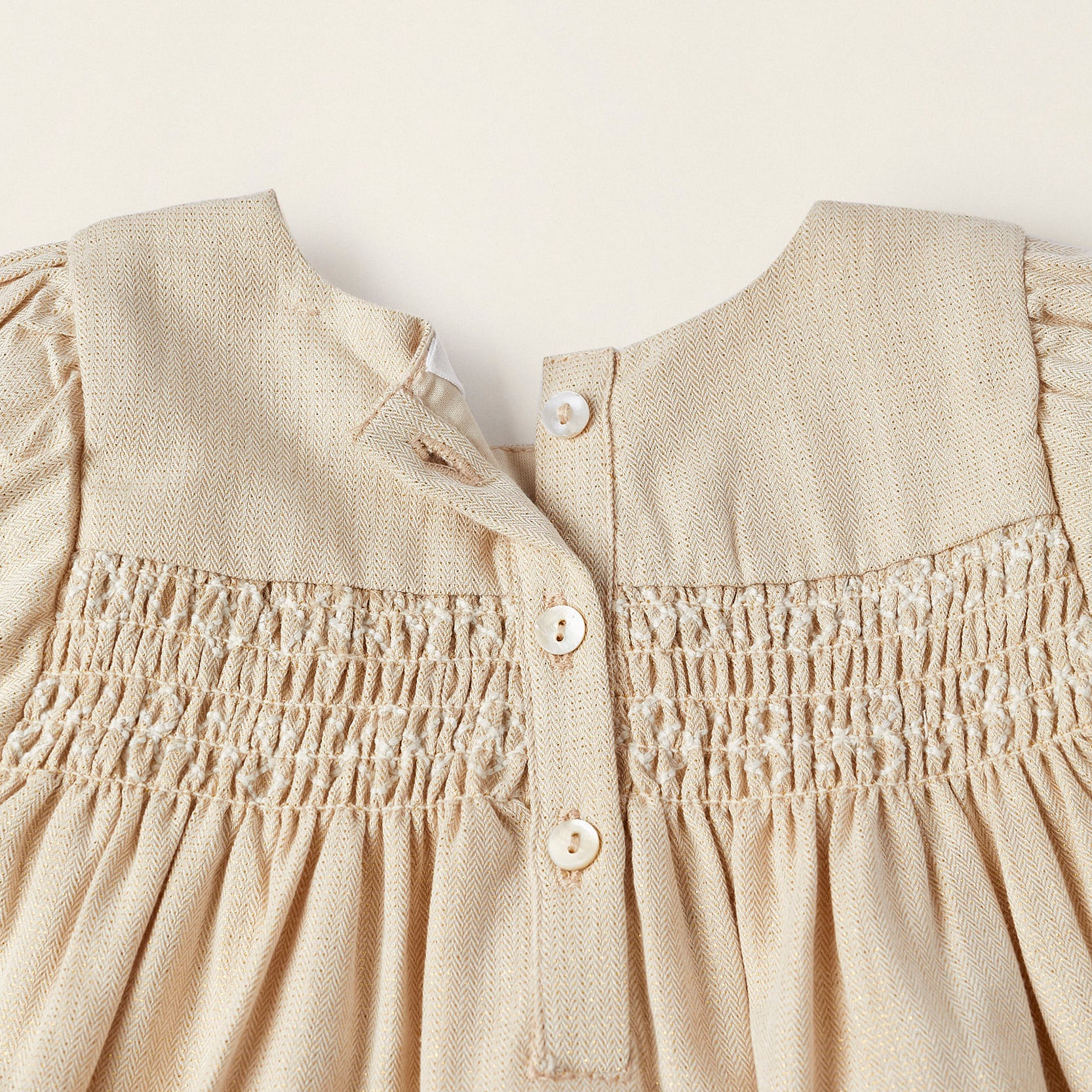 Dress + Diaper Cover with Lurex Thread for Newborn Girls, Golden