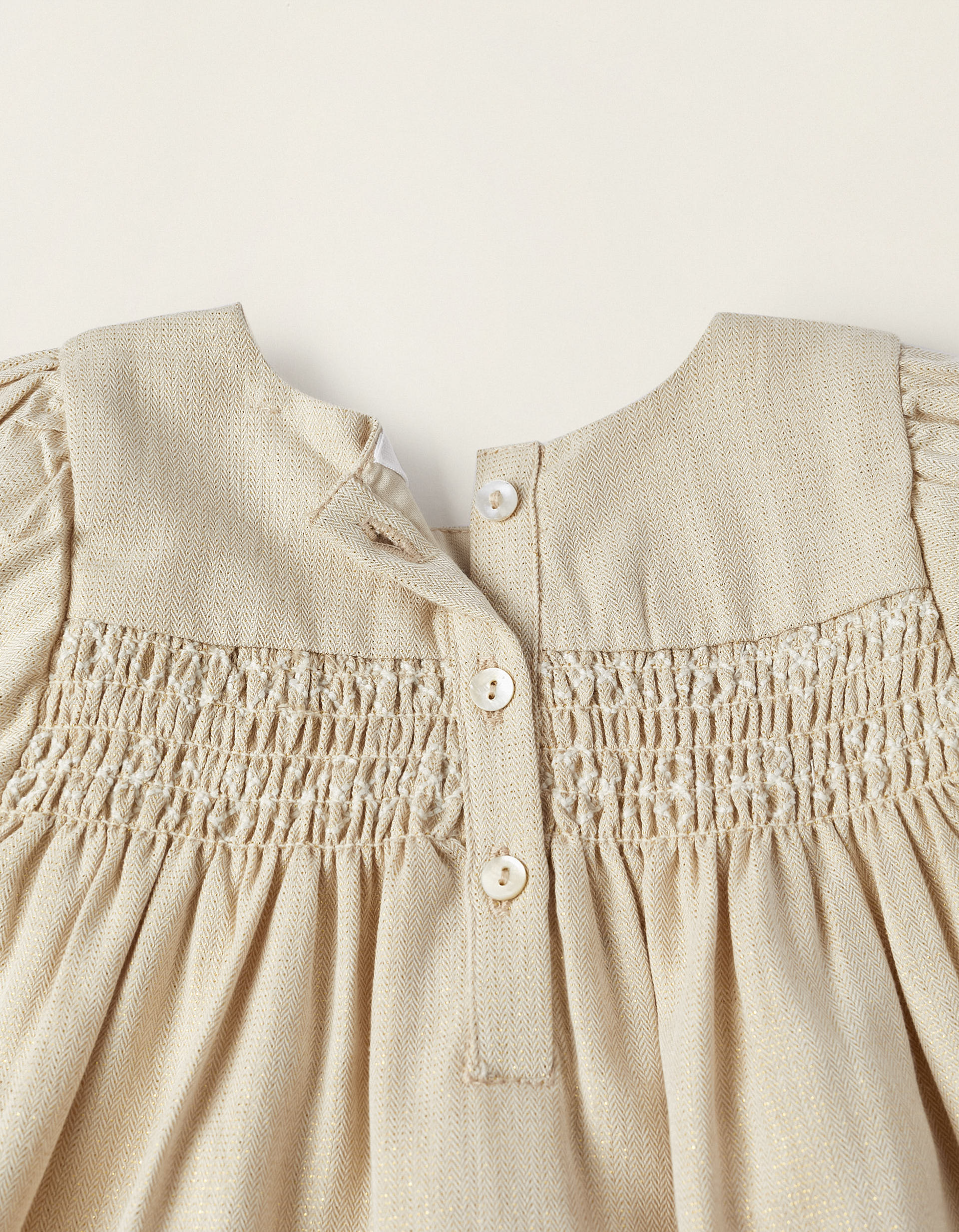 Dress + Diaper Cover with Lurex Thread for Newborn Girls, Golden