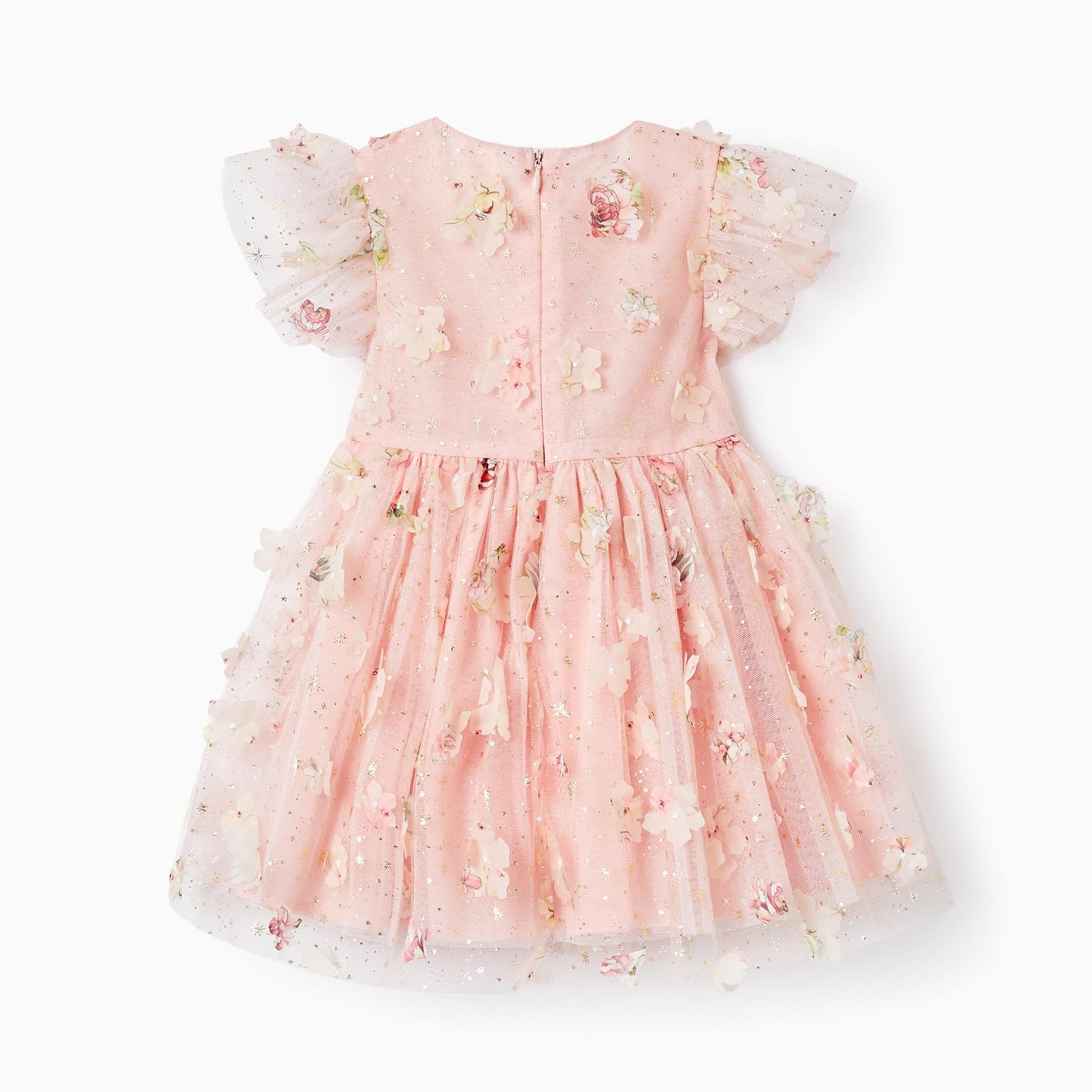 Tulle Dress with Flowers for Baby Girls, Pink