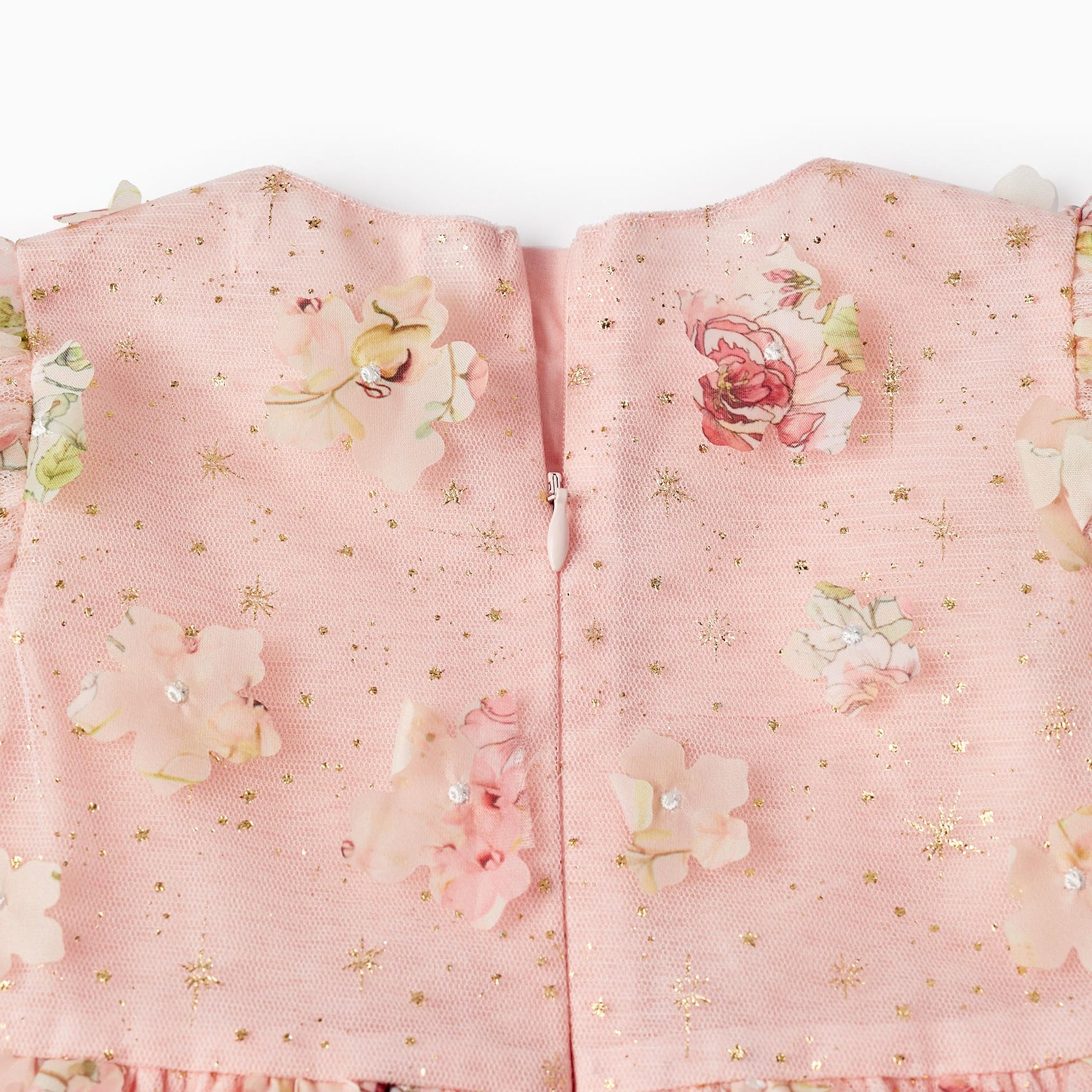 Tulle Dress with Flowers for Baby Girls, Pink