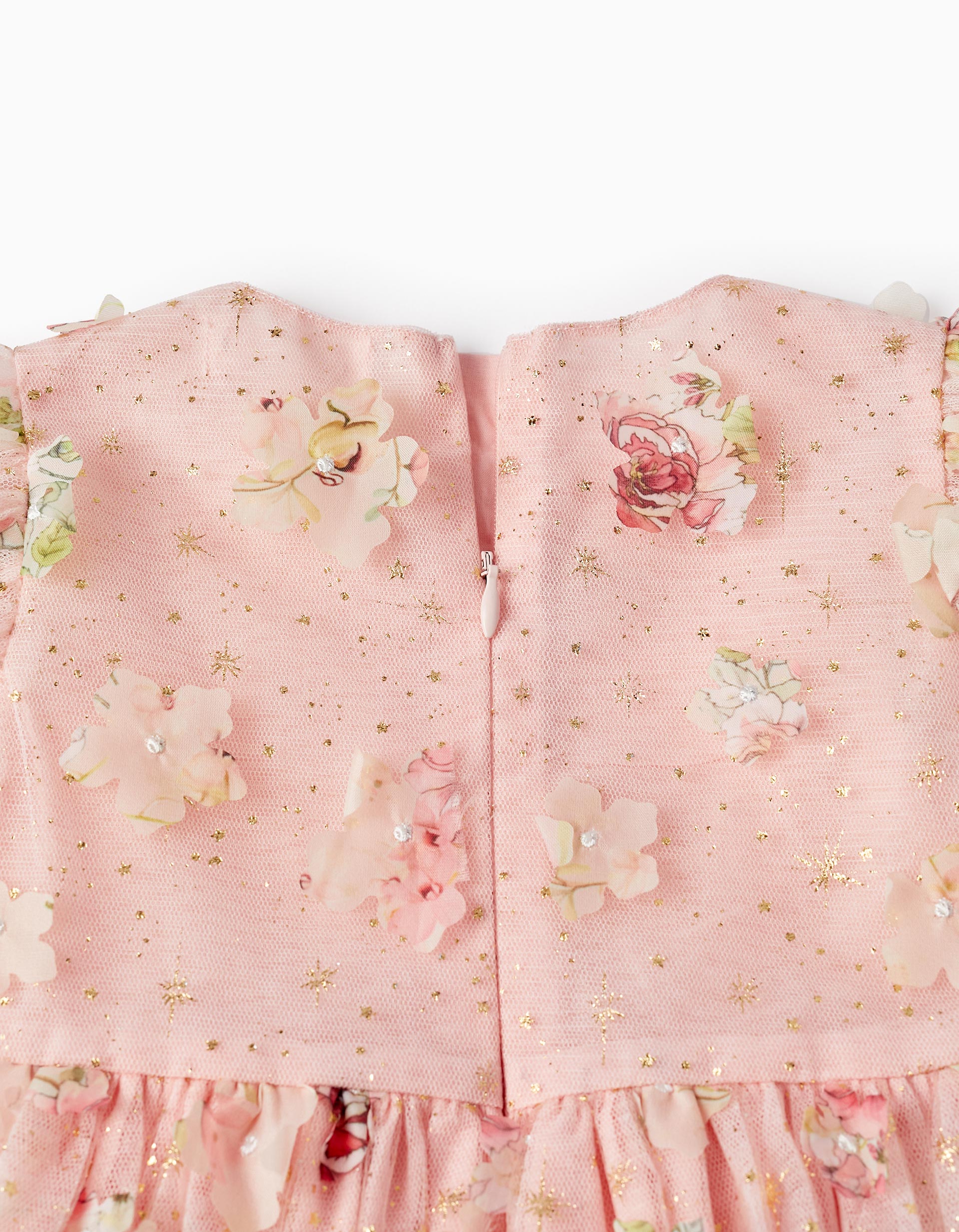 Tulle Dress with Flowers for Baby Girls, Pink