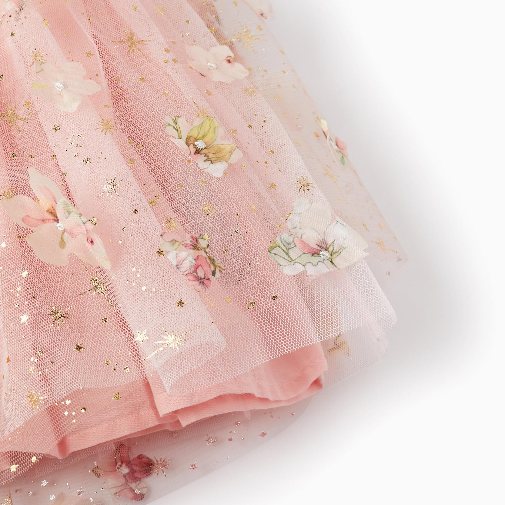 Tulle Dress with Flowers for Baby Girls, Pink