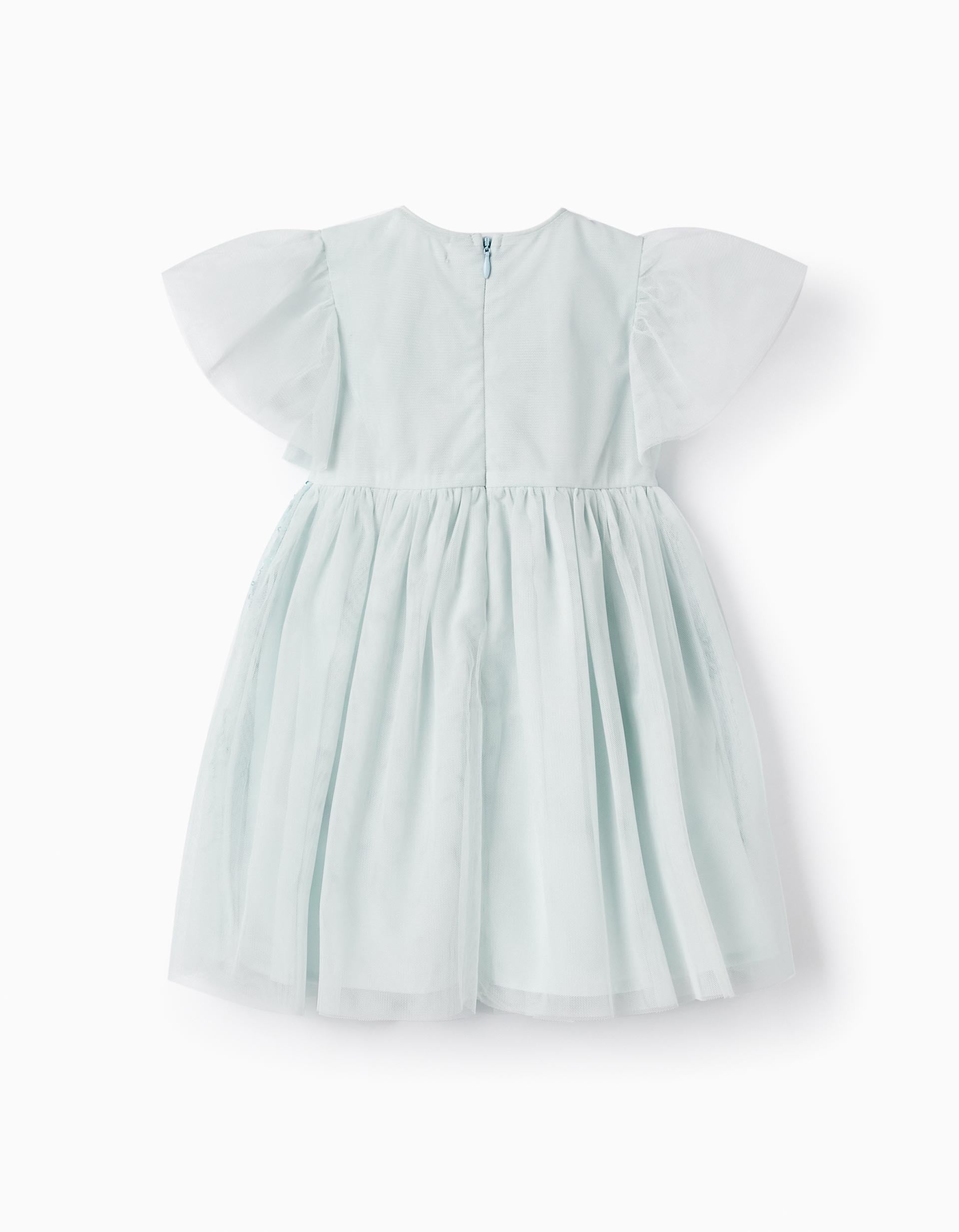 Dress with Tulle and Sequins for Baby Girls, Turquoise/Light Blue