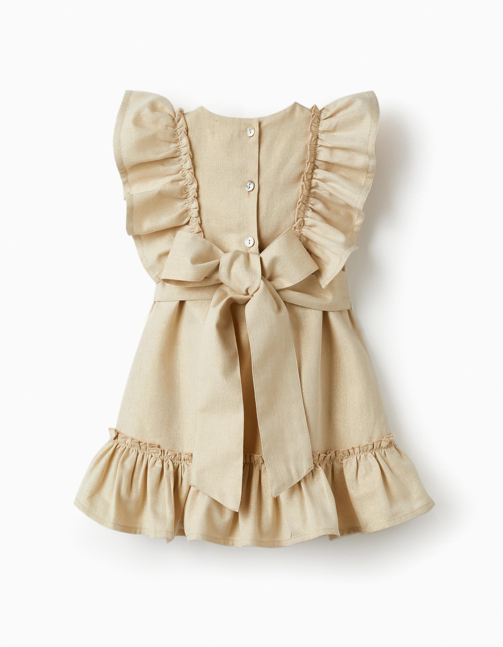 Dress with Ruffles and Lurex Threads for Baby Girls, Gold
