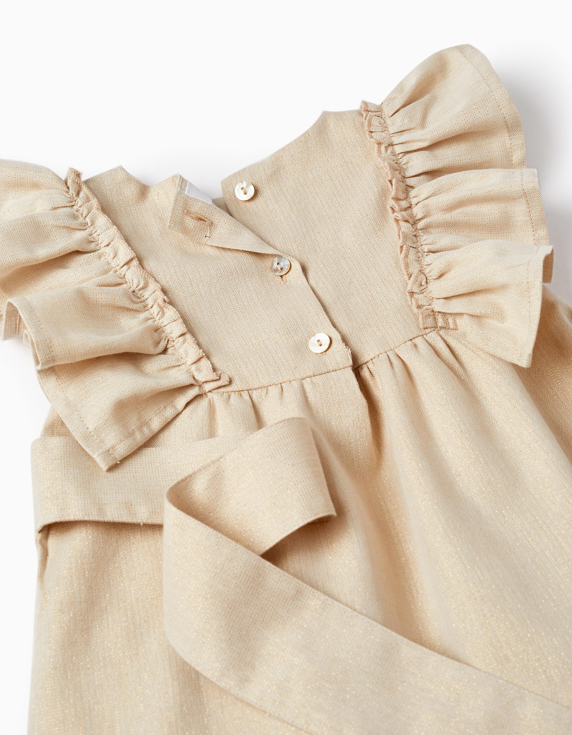 Dress with Ruffles and Lurex Threads for Baby Girls, Gold