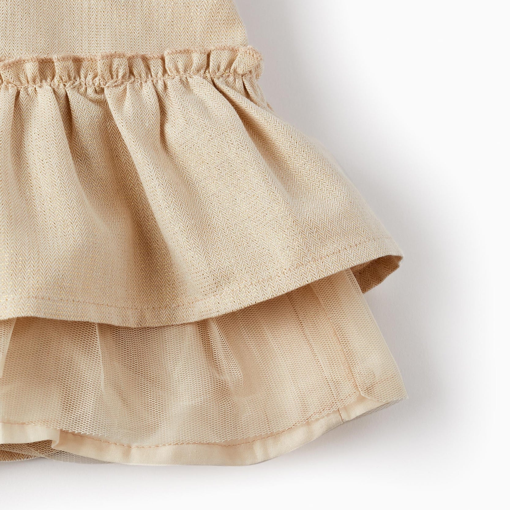 Dress with Ruffles and Lurex Threads for Baby Girls, Gold